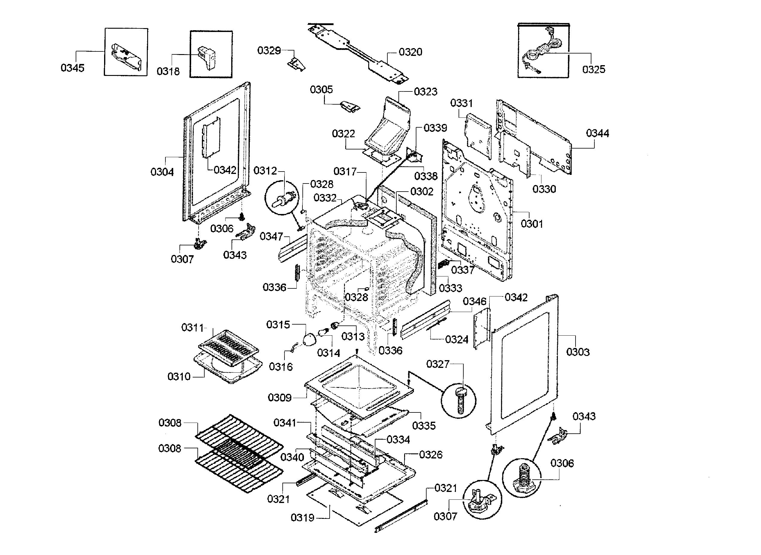 Bosch HGS3063UC/12 cavity & frame diagram