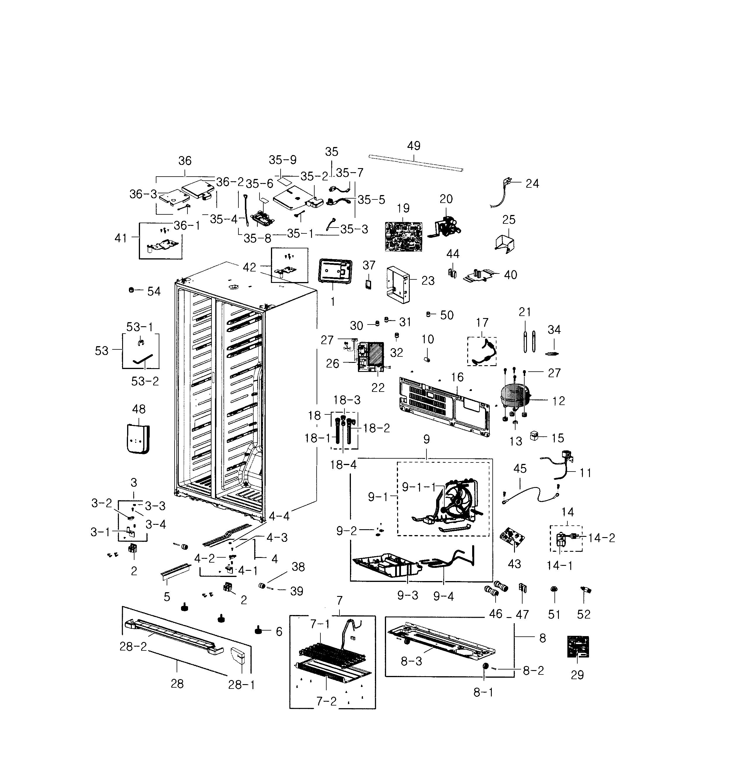 Samsung RS22HDHPNWW/AA-00 cabinet diagram