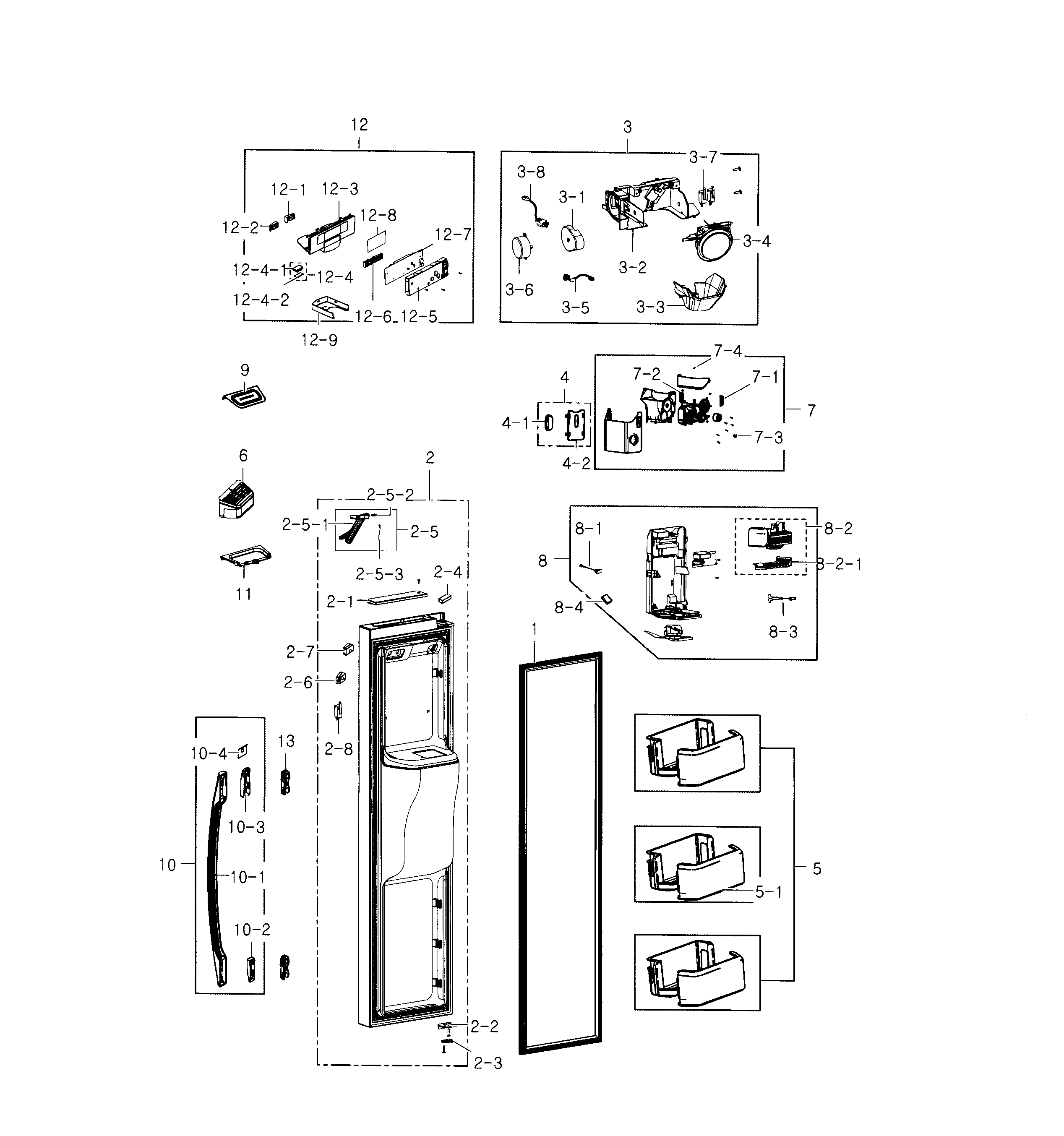 Samsung RS22HDHPNWW/AA-00 freezer door diagram