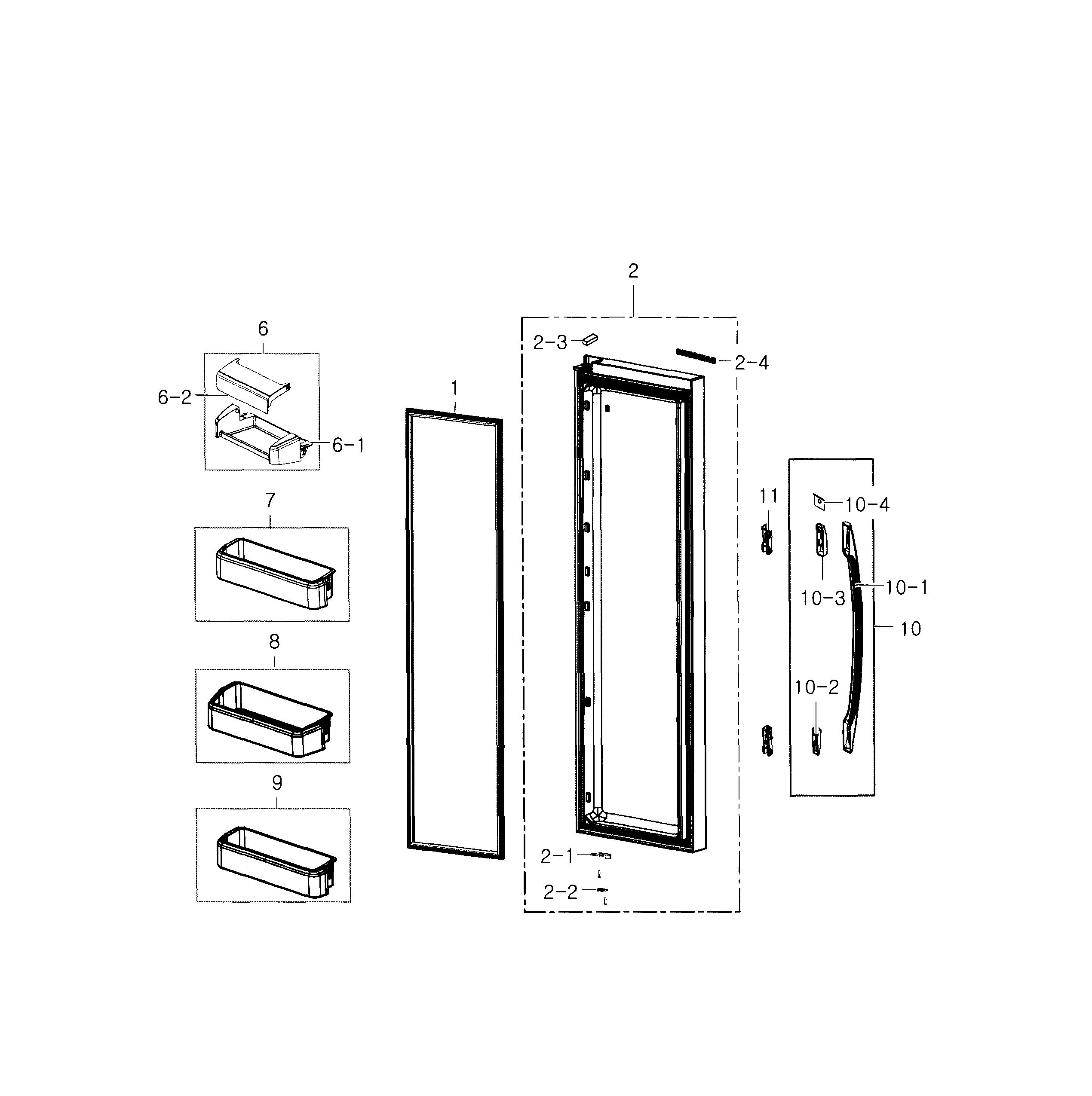 Samsung RS22HDHPNWW/AA-00 refrigerator door diagram