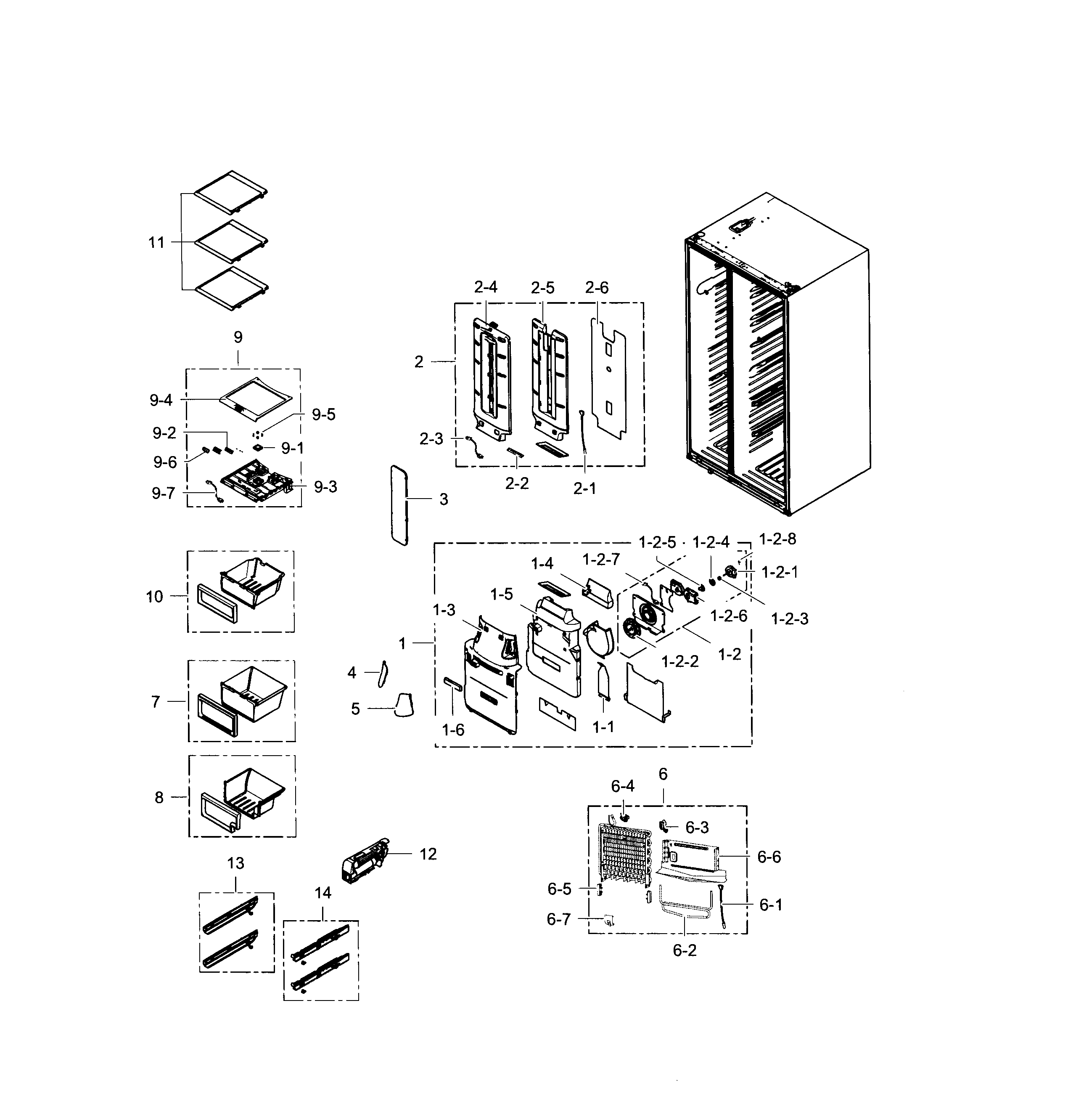 Samsung RS25H5121SR/AA-00 refrigerator diagram