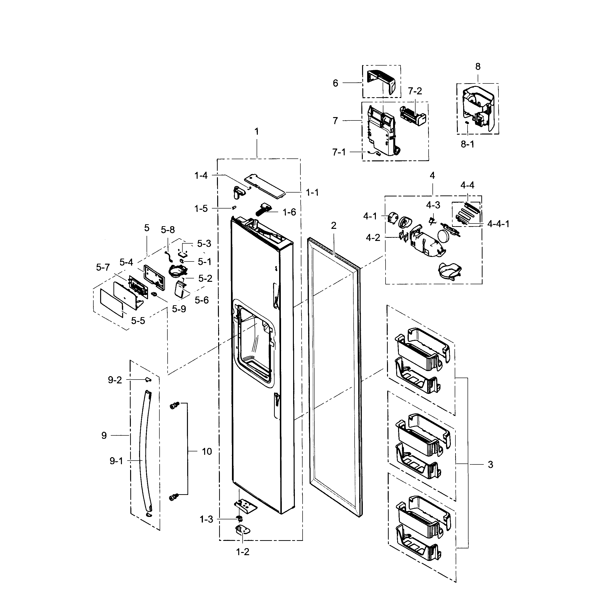 Samsung RS25H5121SR/AA-00 freezer door diagram