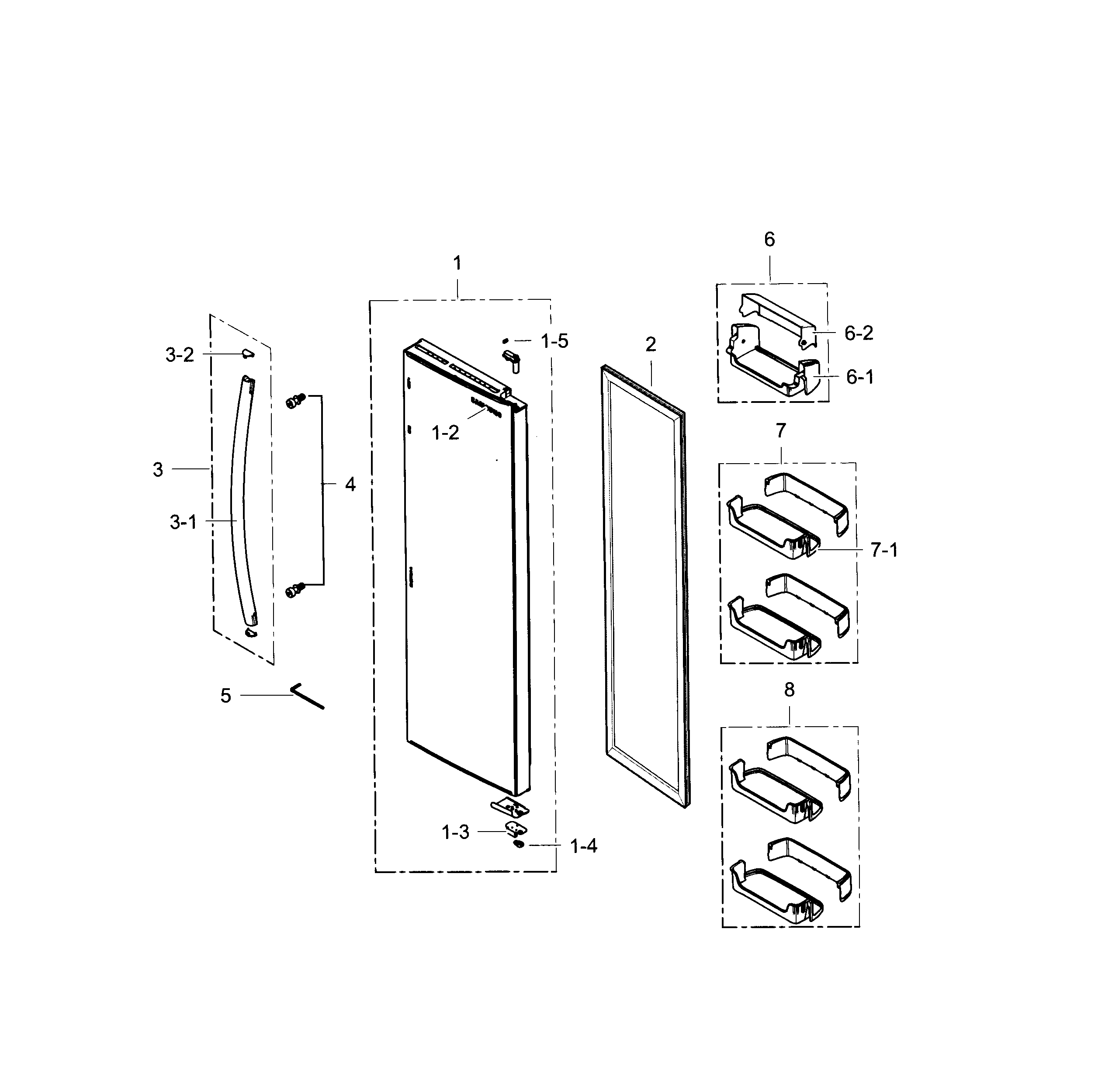 Samsung RS25H5121SR/AA-00 refrigerator door diagram