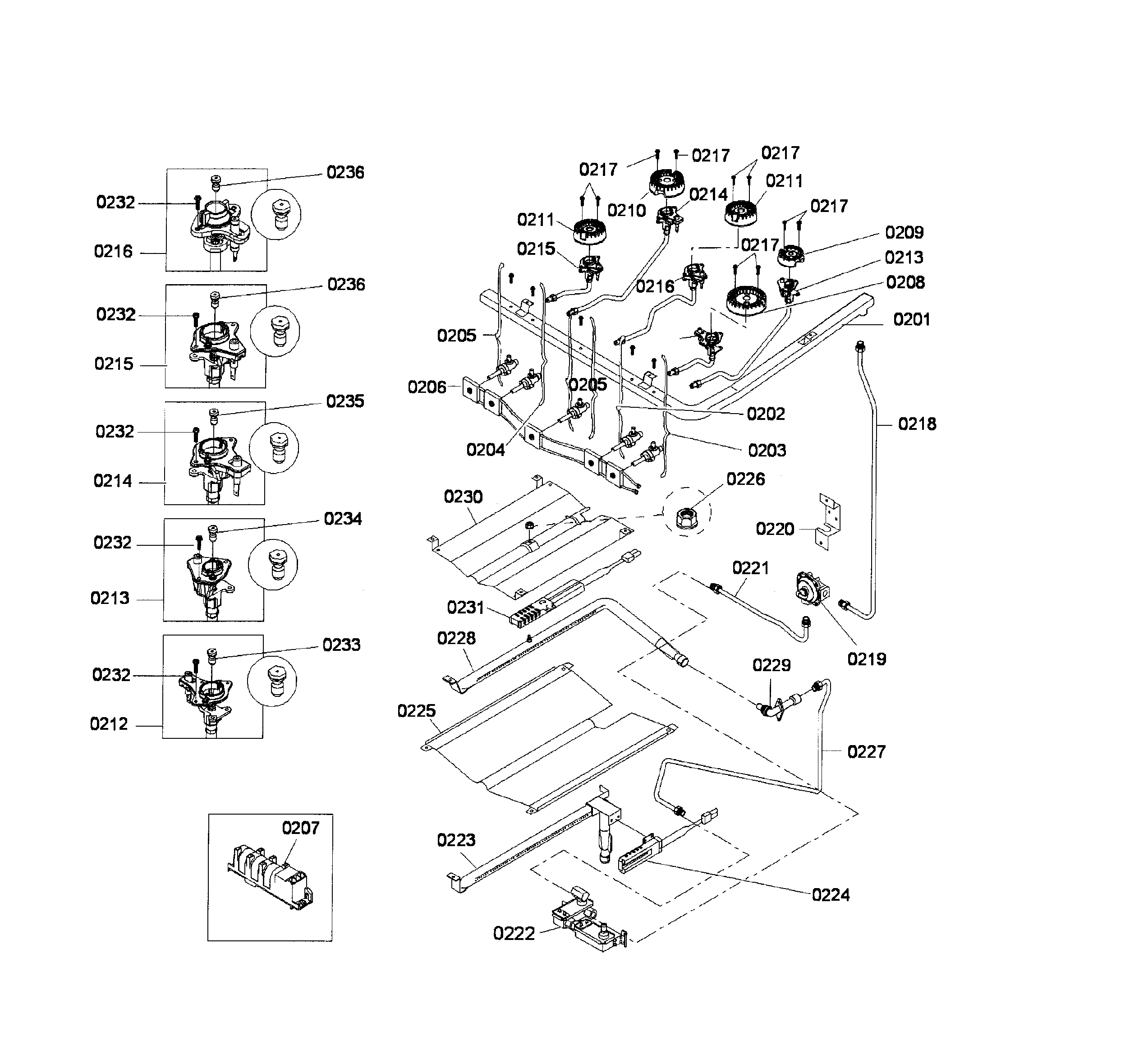 Bosch HGS3023UC/05 valve assy diagram