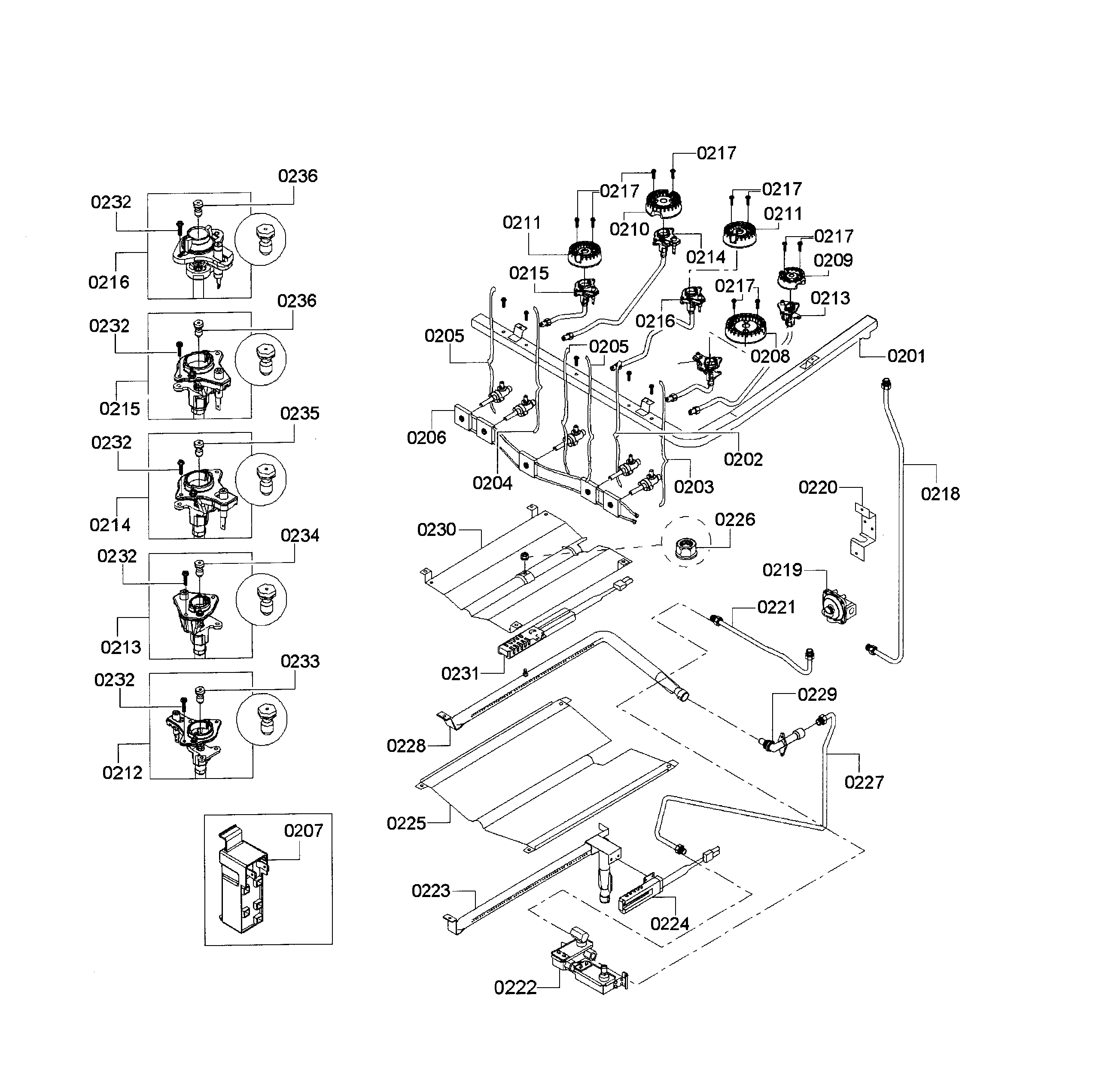 Bosch HGS3023UC/08 valve assy diagram