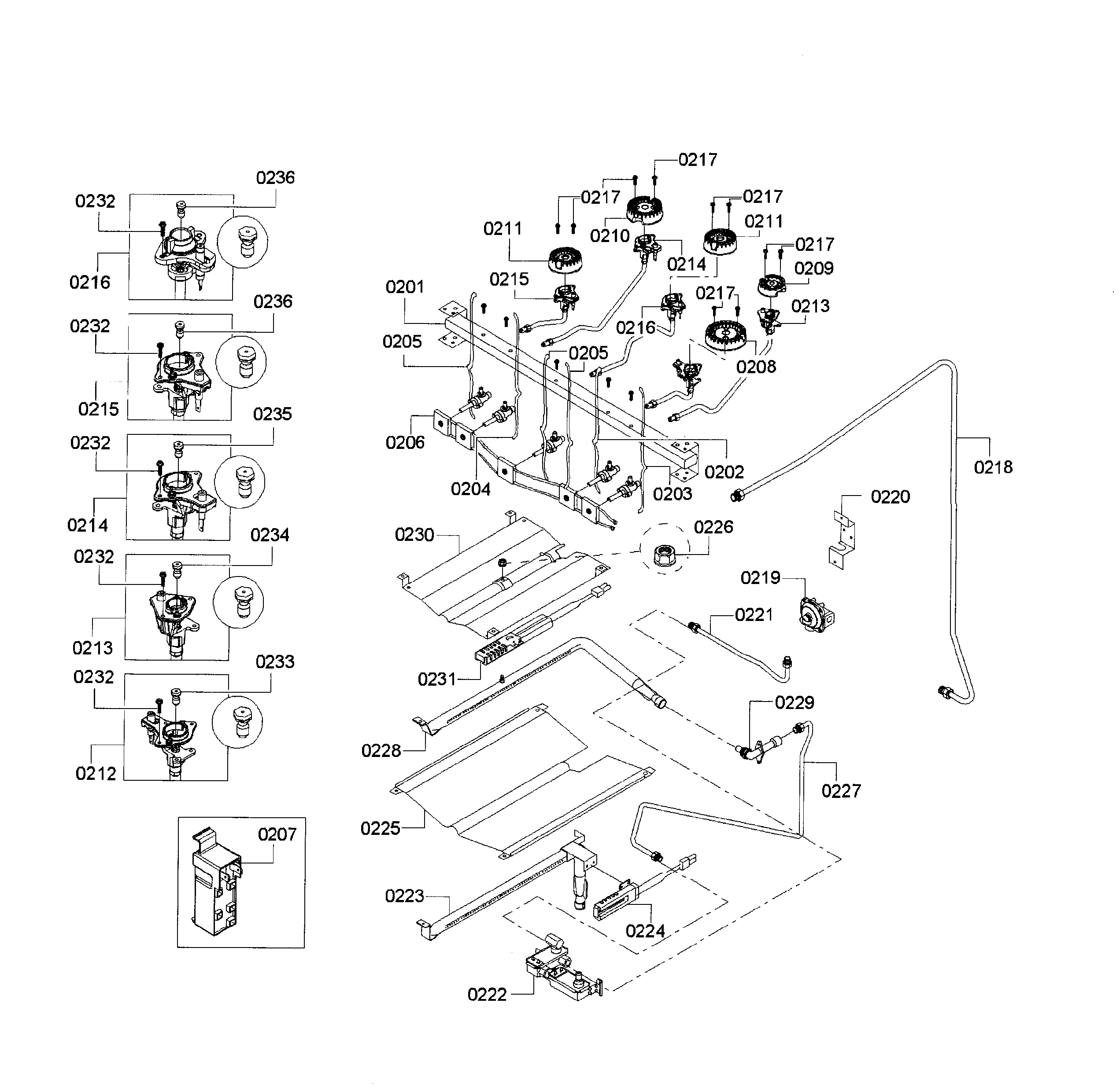 Bosch HGS3023UC/09 valve assy diagram