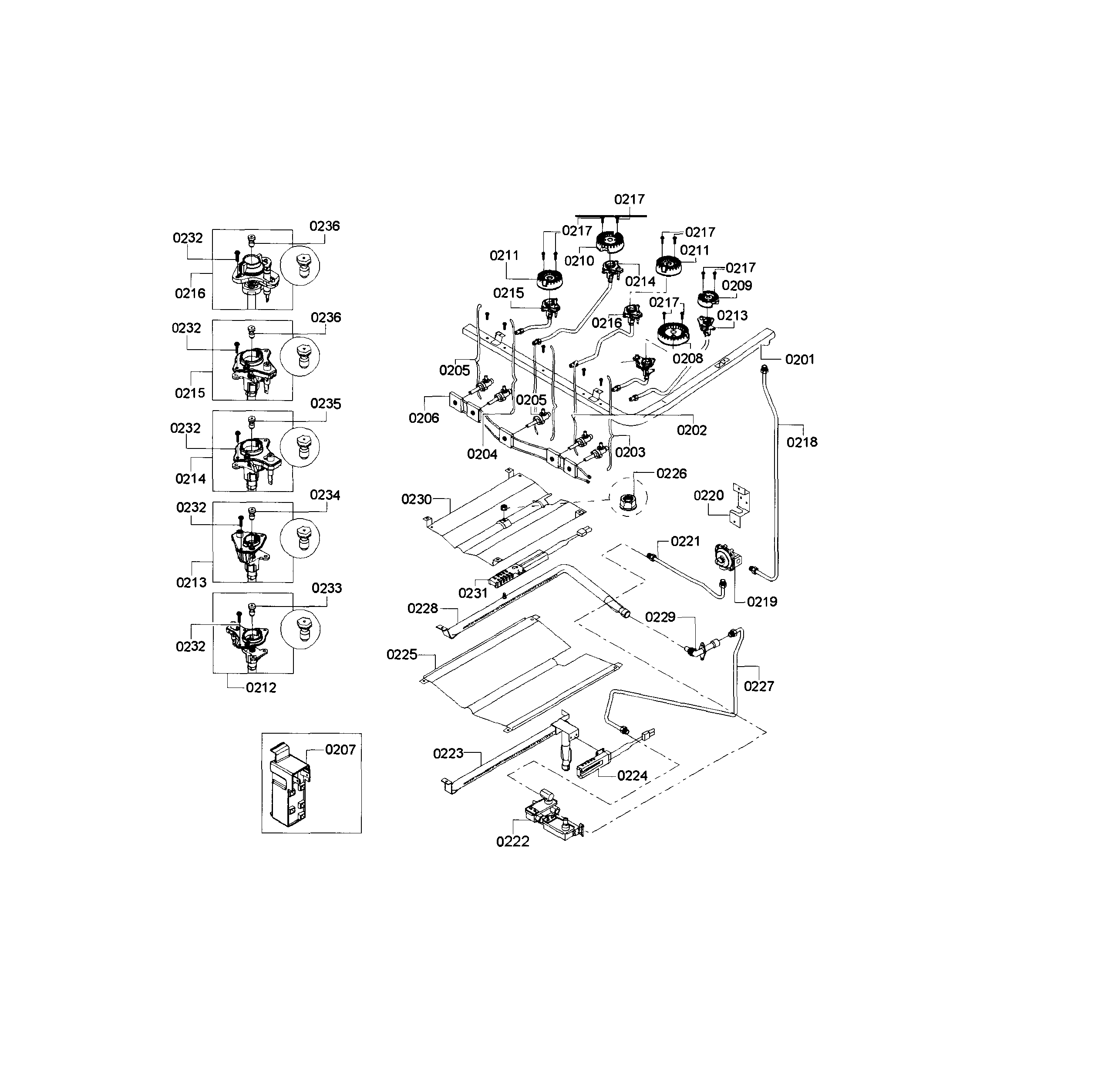 Bosch HGS3053UC/07 valve assy diagram