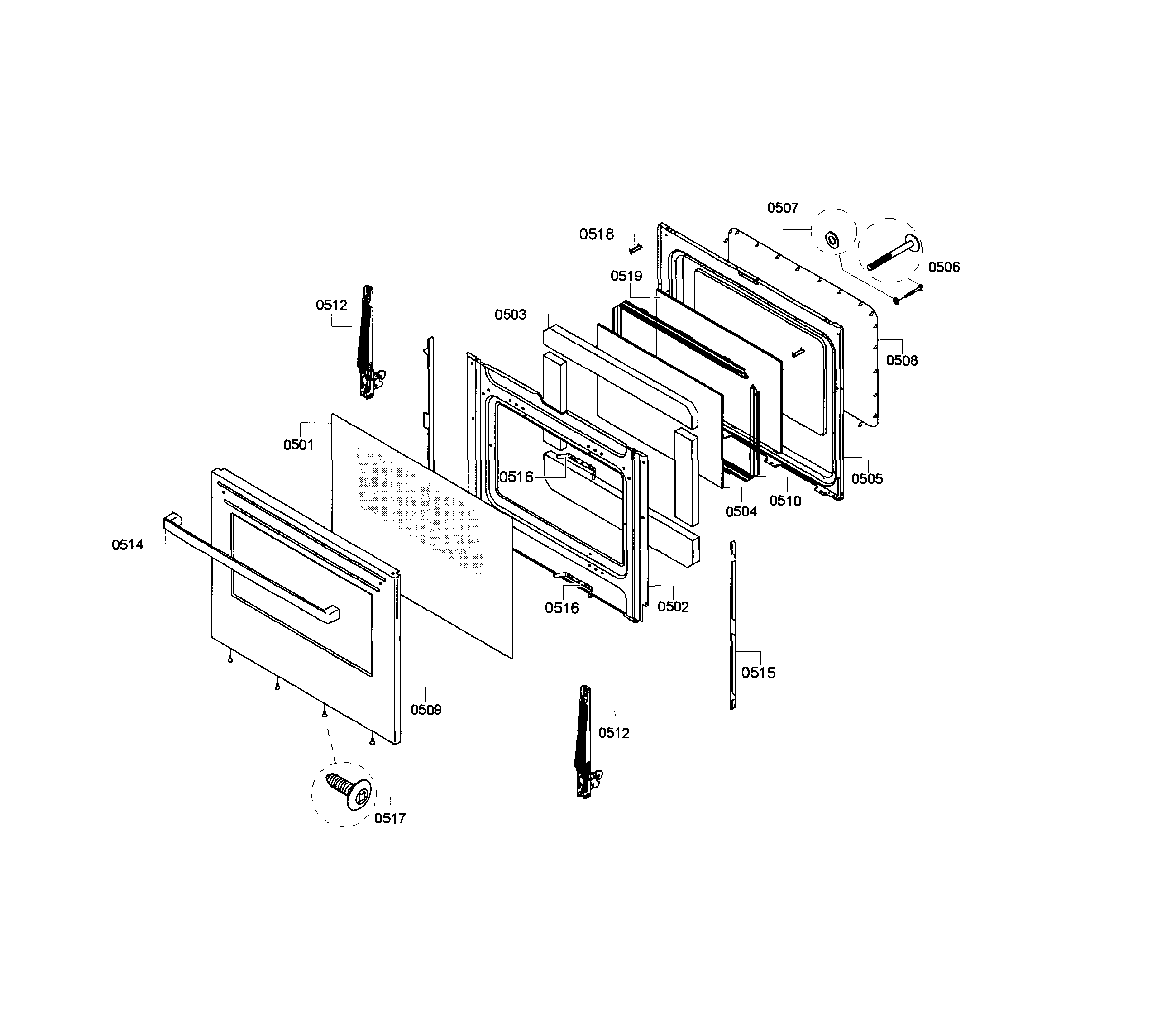 Bosch HGS3053UC/07 door assy diagram