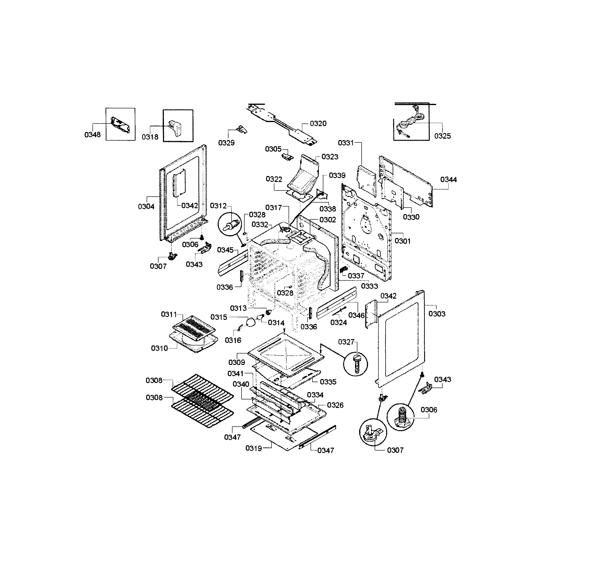 Bosch HGS3053UC/11 cavity & frame diagram