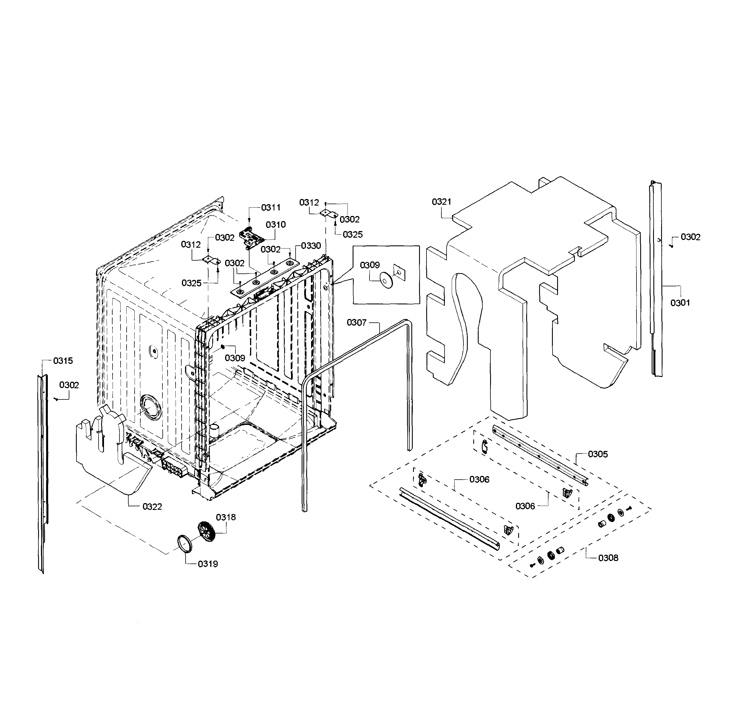 Bosch SHX3AR72UC/10 frame & cavity diagram