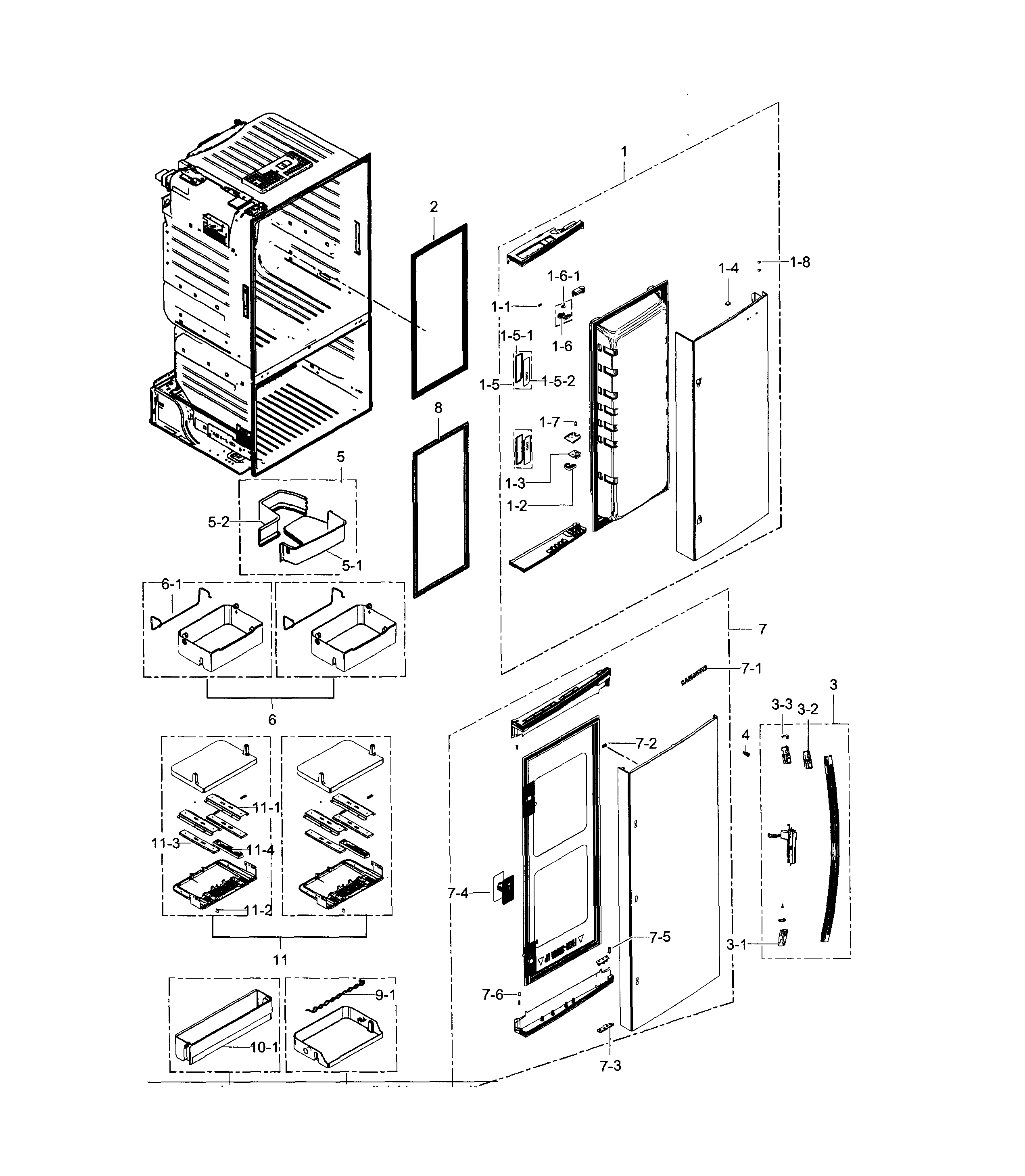 Samsung RF28HDEDBSR/AA-00 refrigerator door r diagram