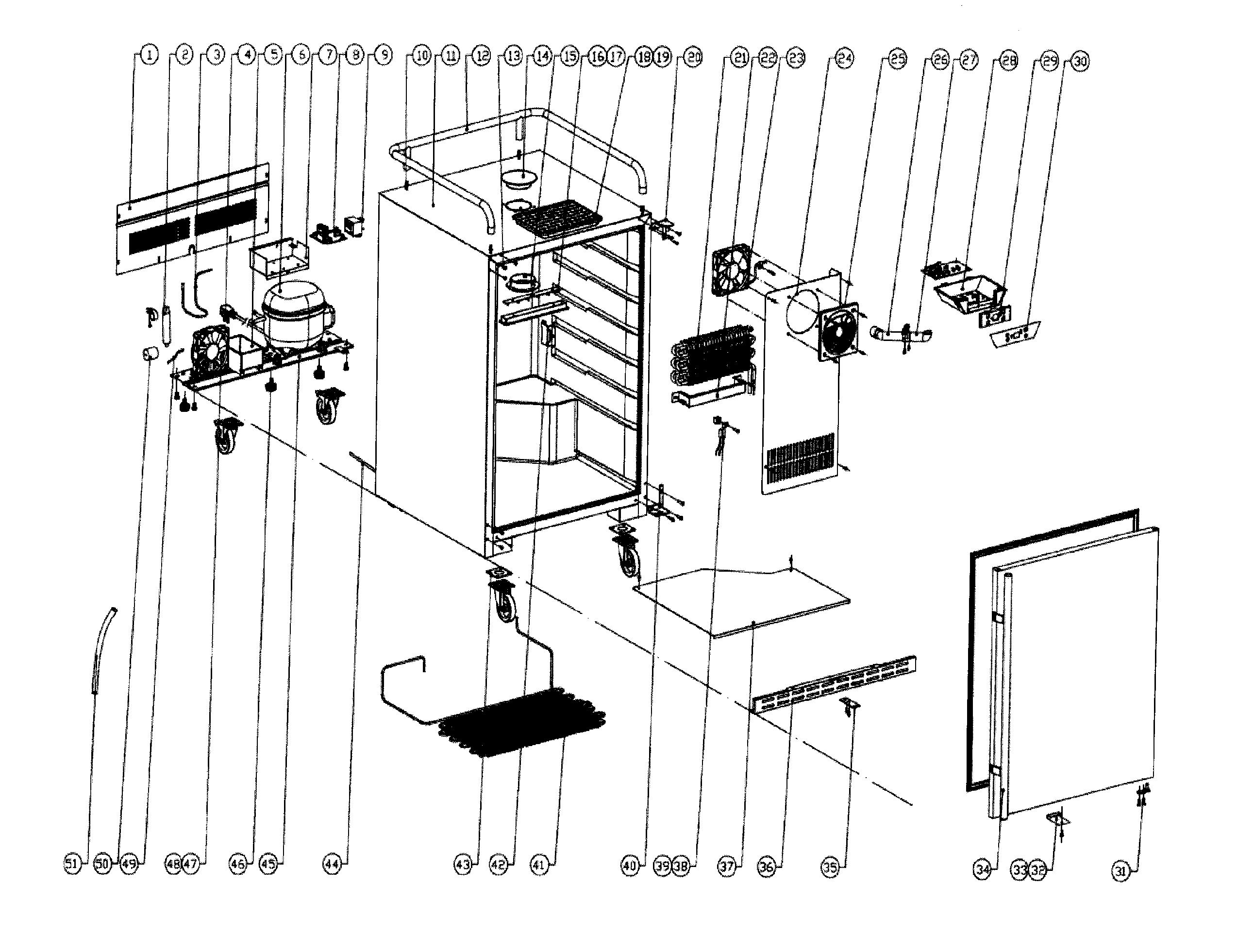 Edgestar BR7000SSOD cooler assy diagram