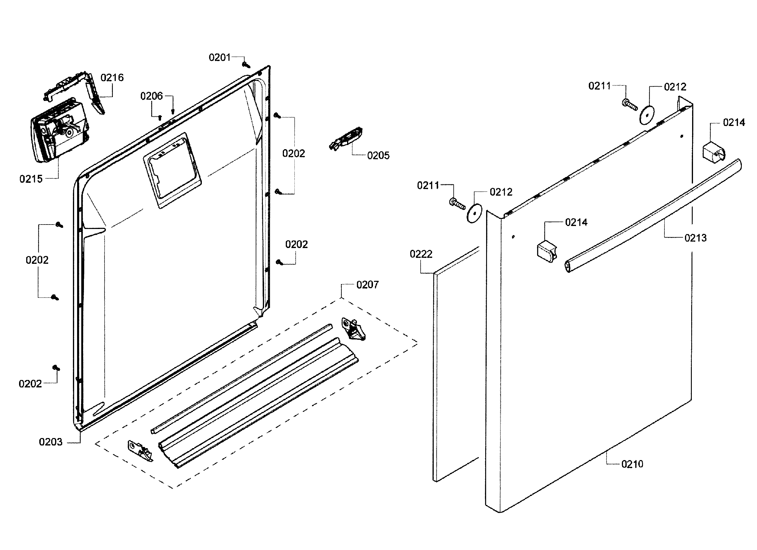 Bosch SHX3AR55UC/16 door assy diagram