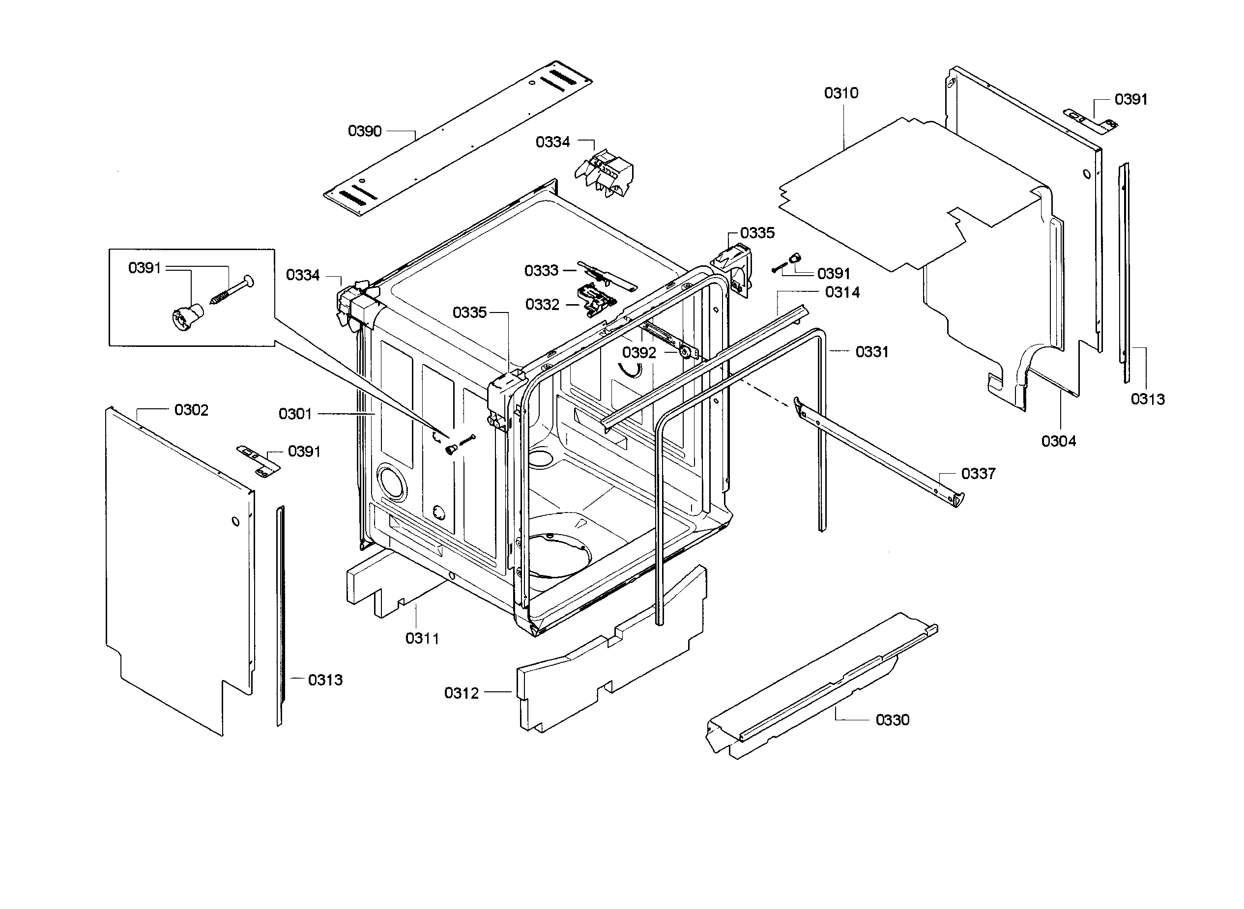 Bosch SGE63E06UC/86 frame & cavity diagram