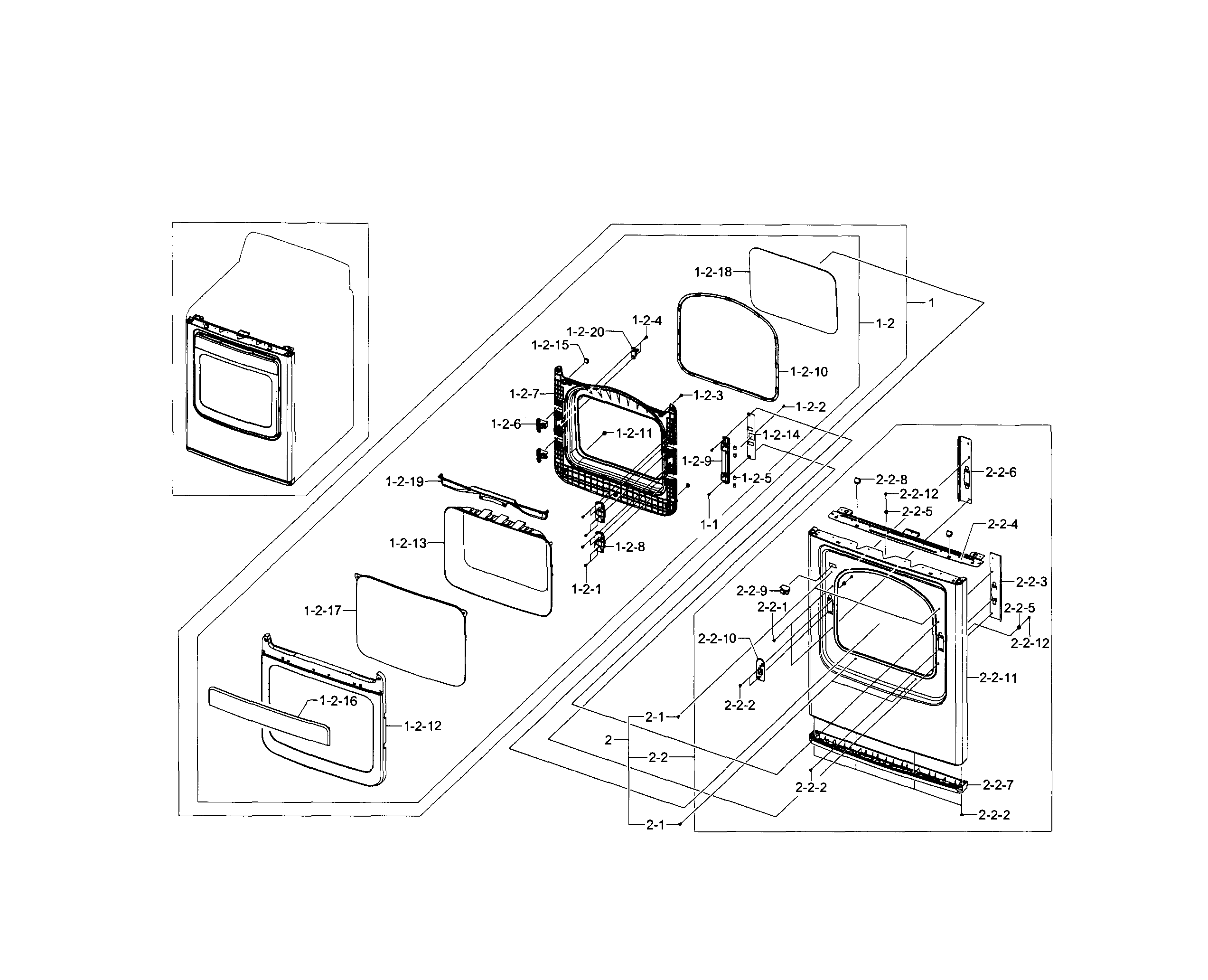 Samsung DV5471AEP/XAA-01 front & door diagram