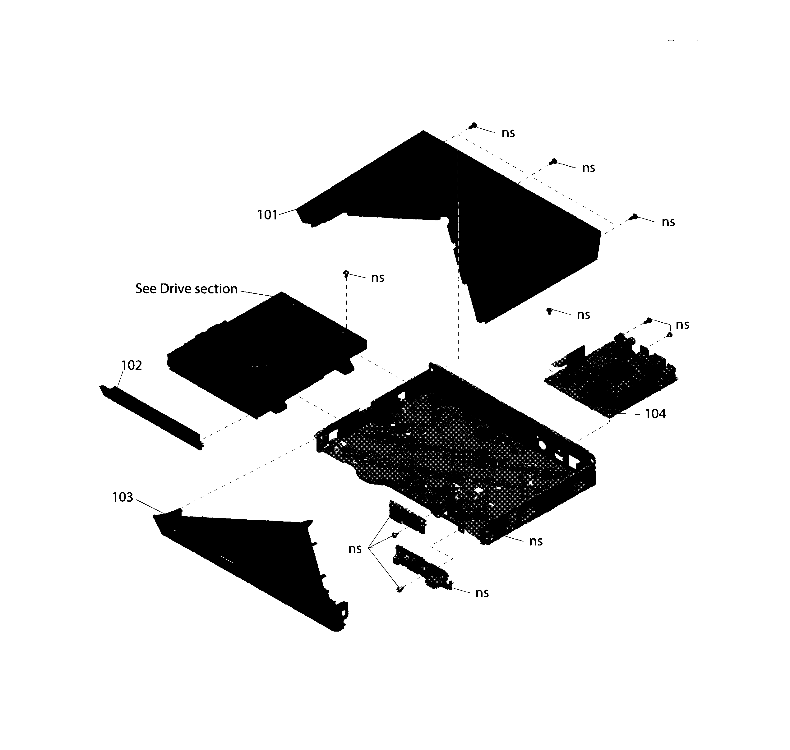 Sony BDP-BX120 case & main chassis diagram
