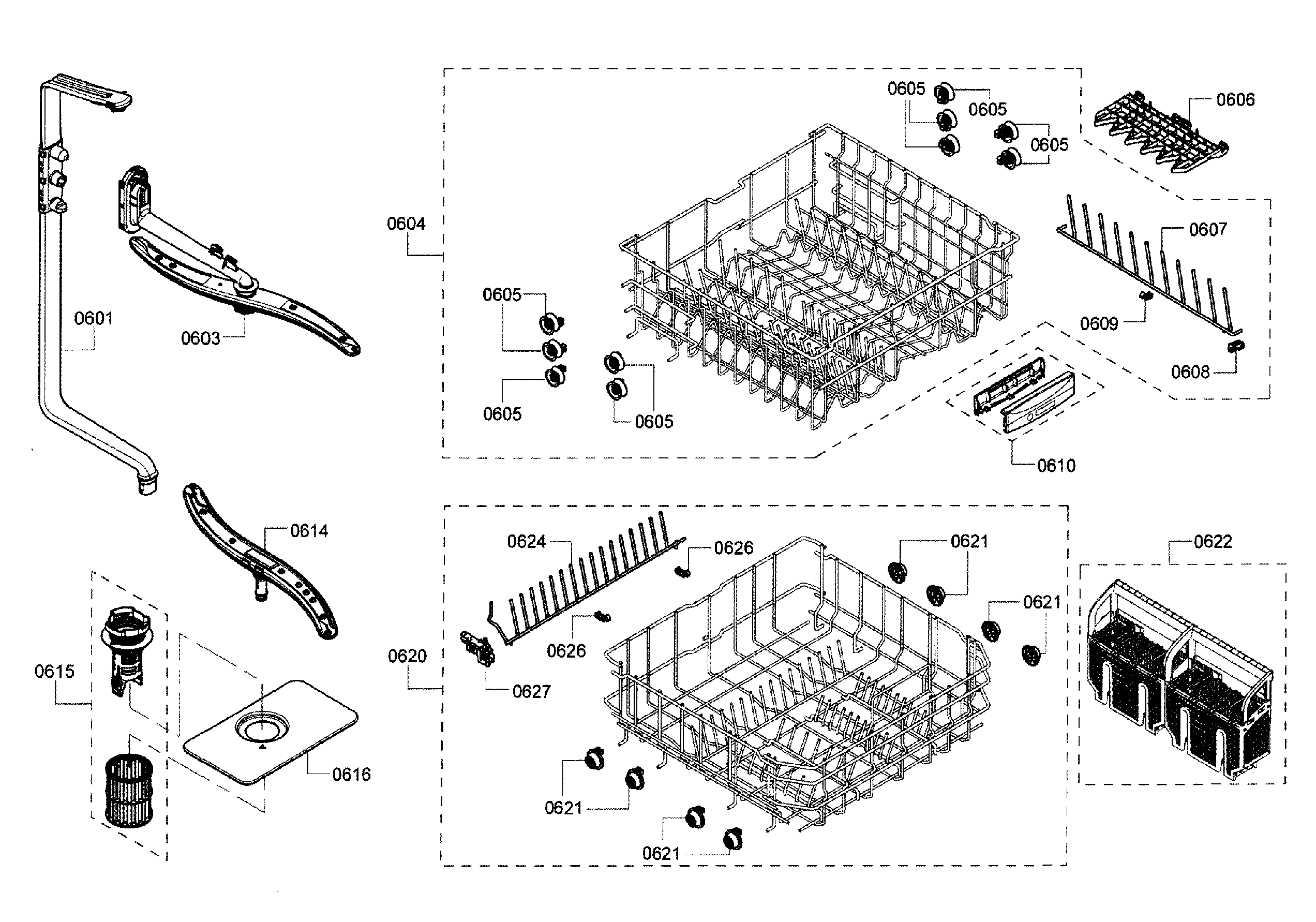 Bosch SHX3AR75UC/14 rack assy diagram