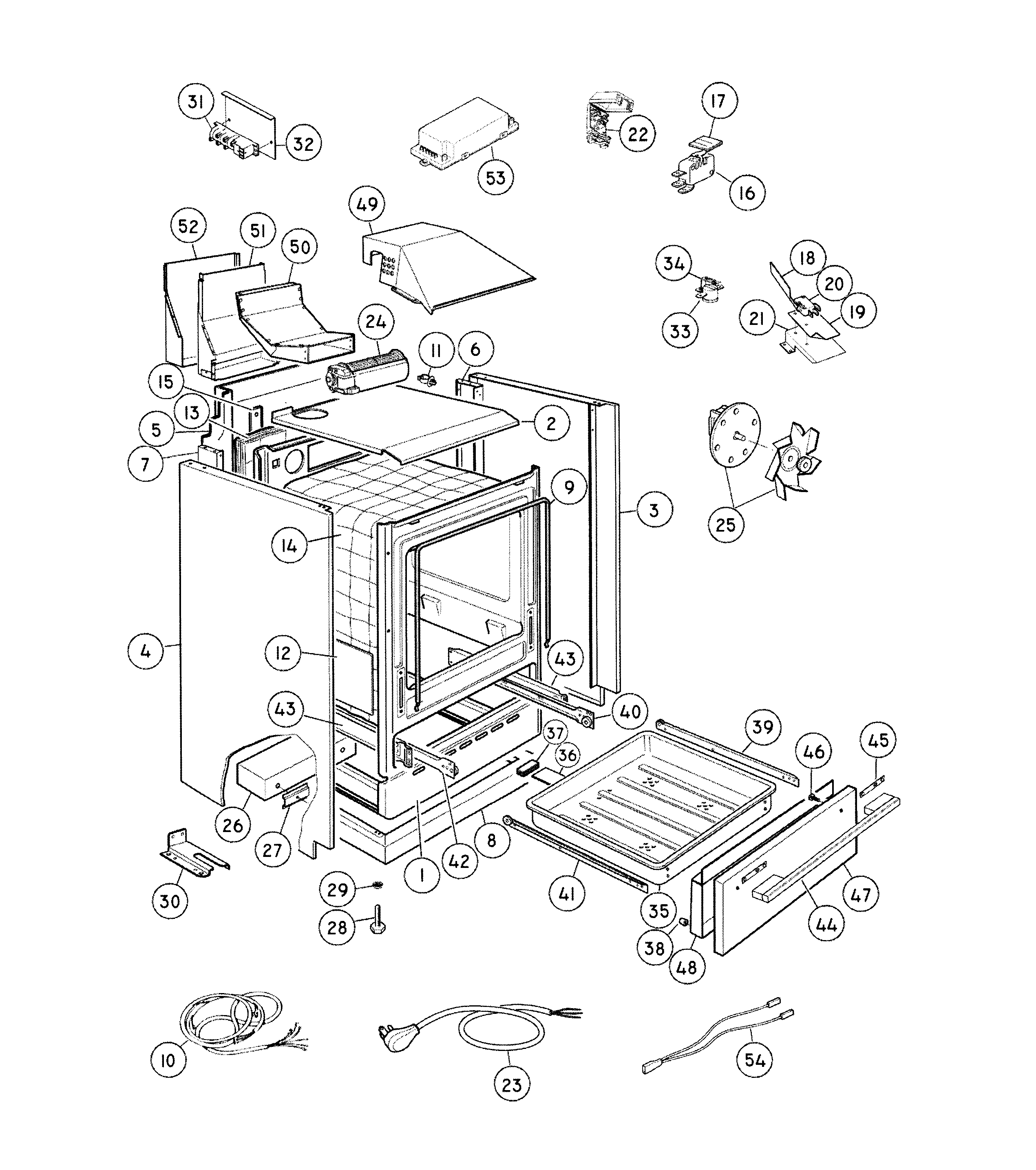Fisher & Paykel OR24SDMBGX2-88654-A chassis diagram