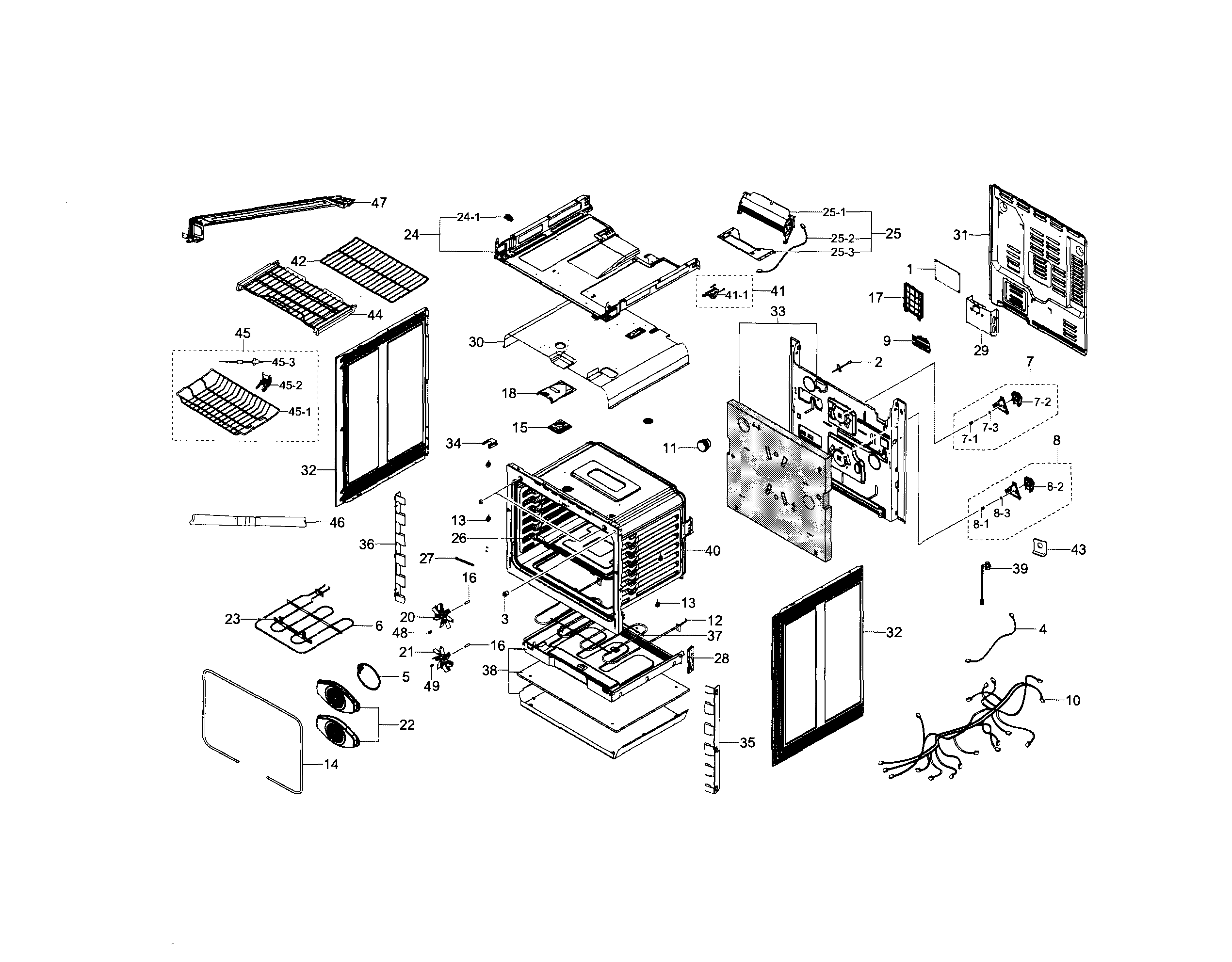 Samsung NE58H9950WS/AA-00 cabinet assy diagram