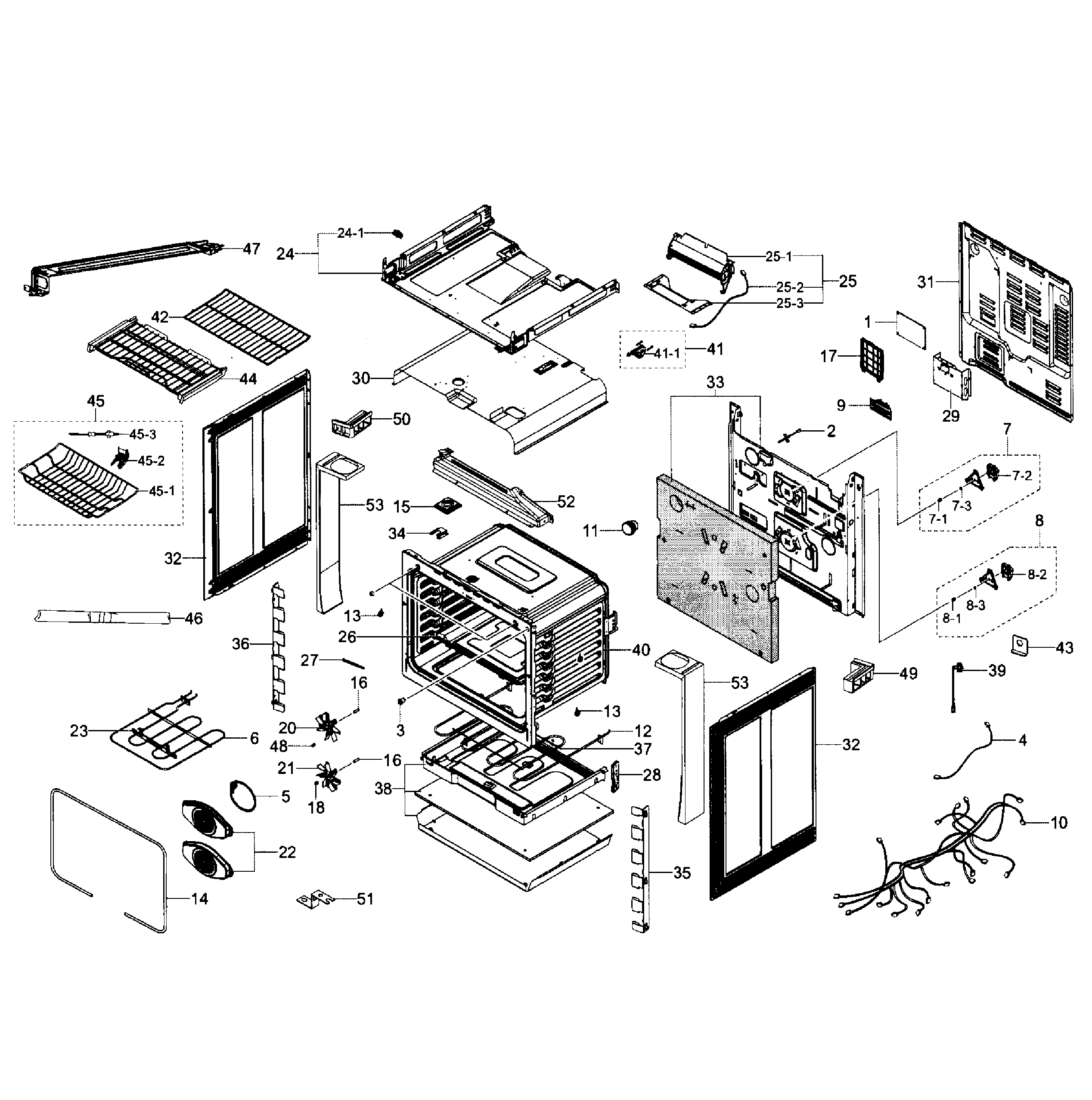 Samsung NE58H9970WS/AA-00 cabinet assy diagram