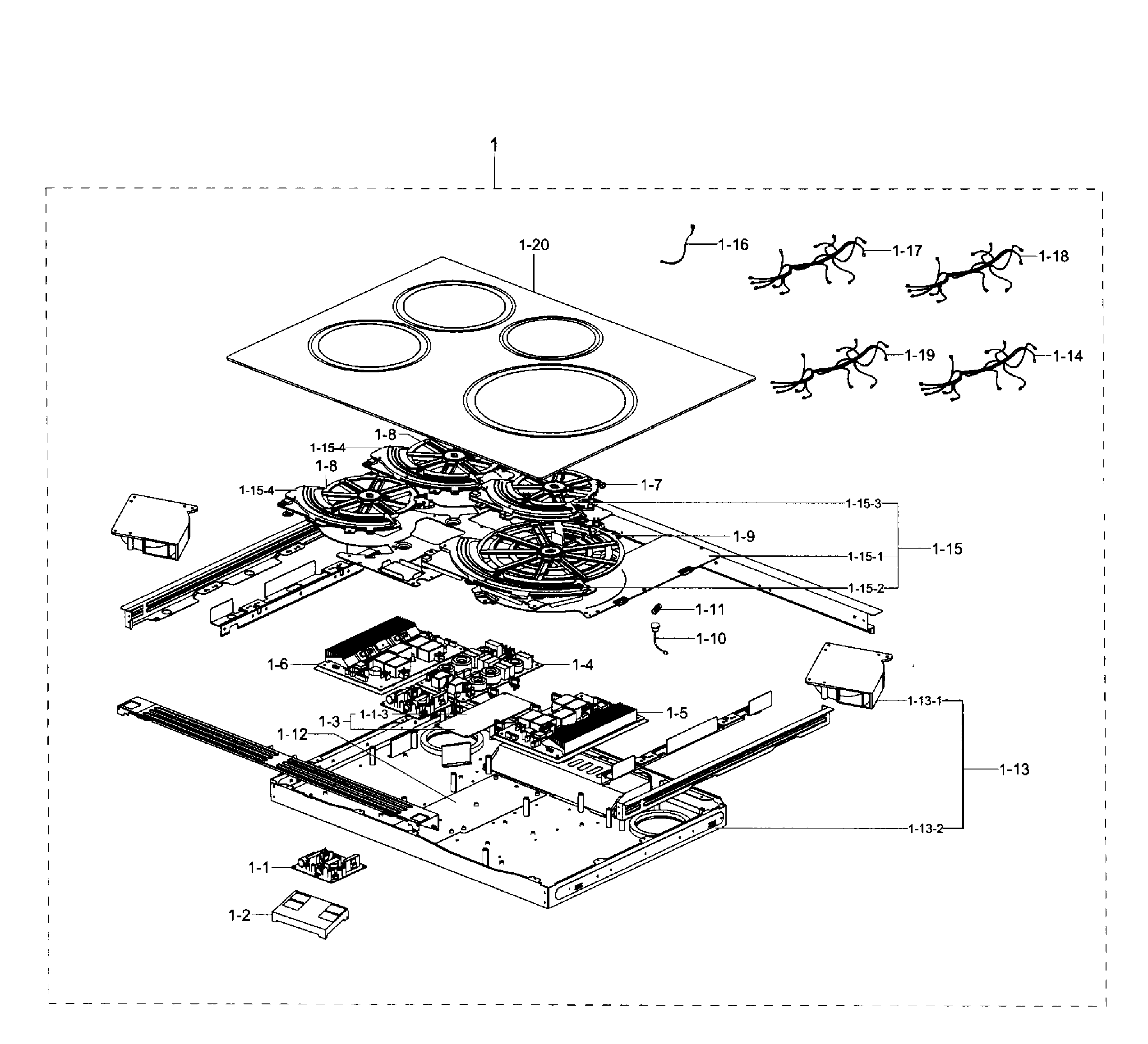 Samsung NE58H9970WS/AA-00 cooktop assy diagram