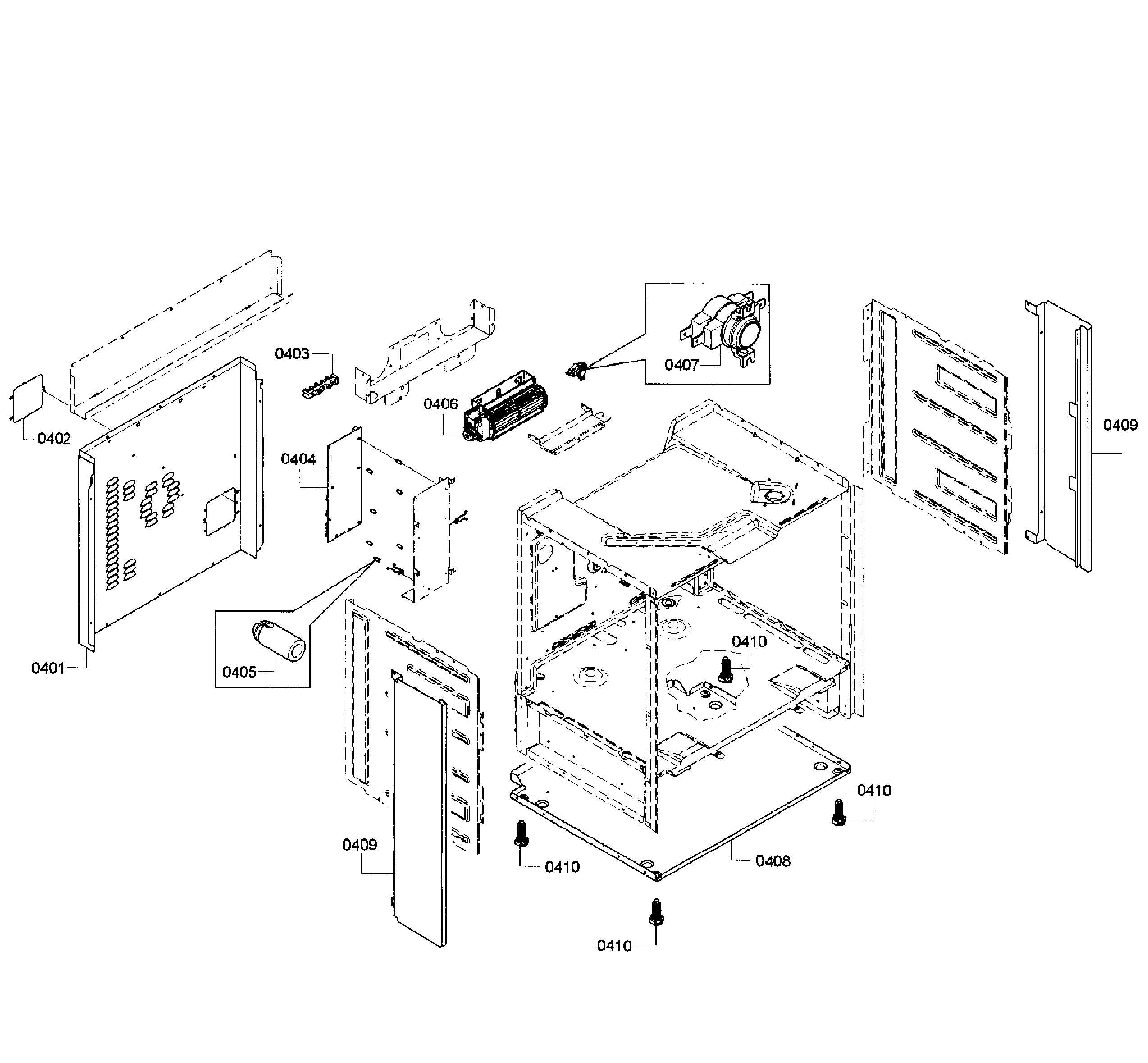 Bosch HEIP054U/01 frame assy diagram