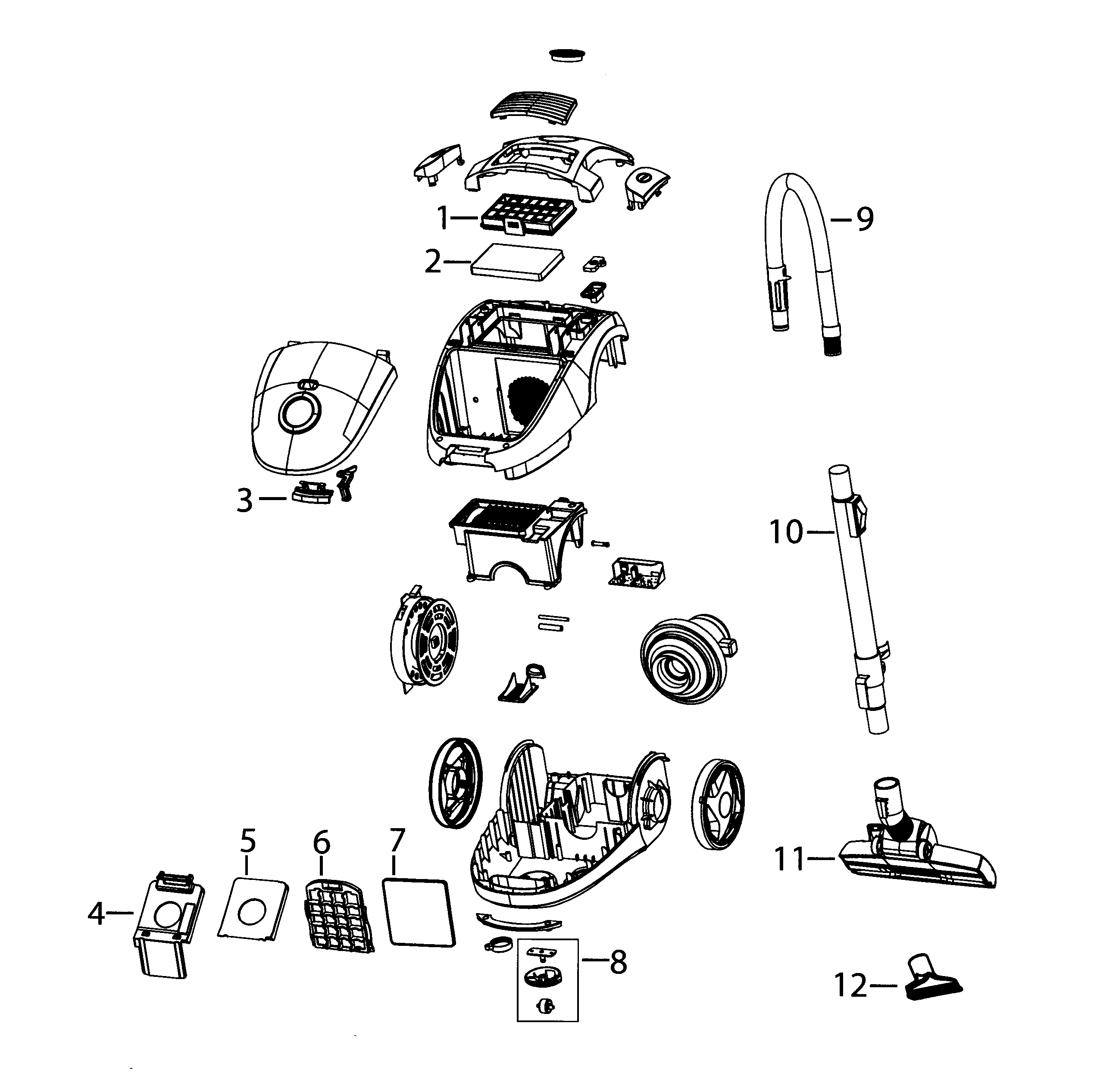 Bissell 22Q3 vacuum assy diagram