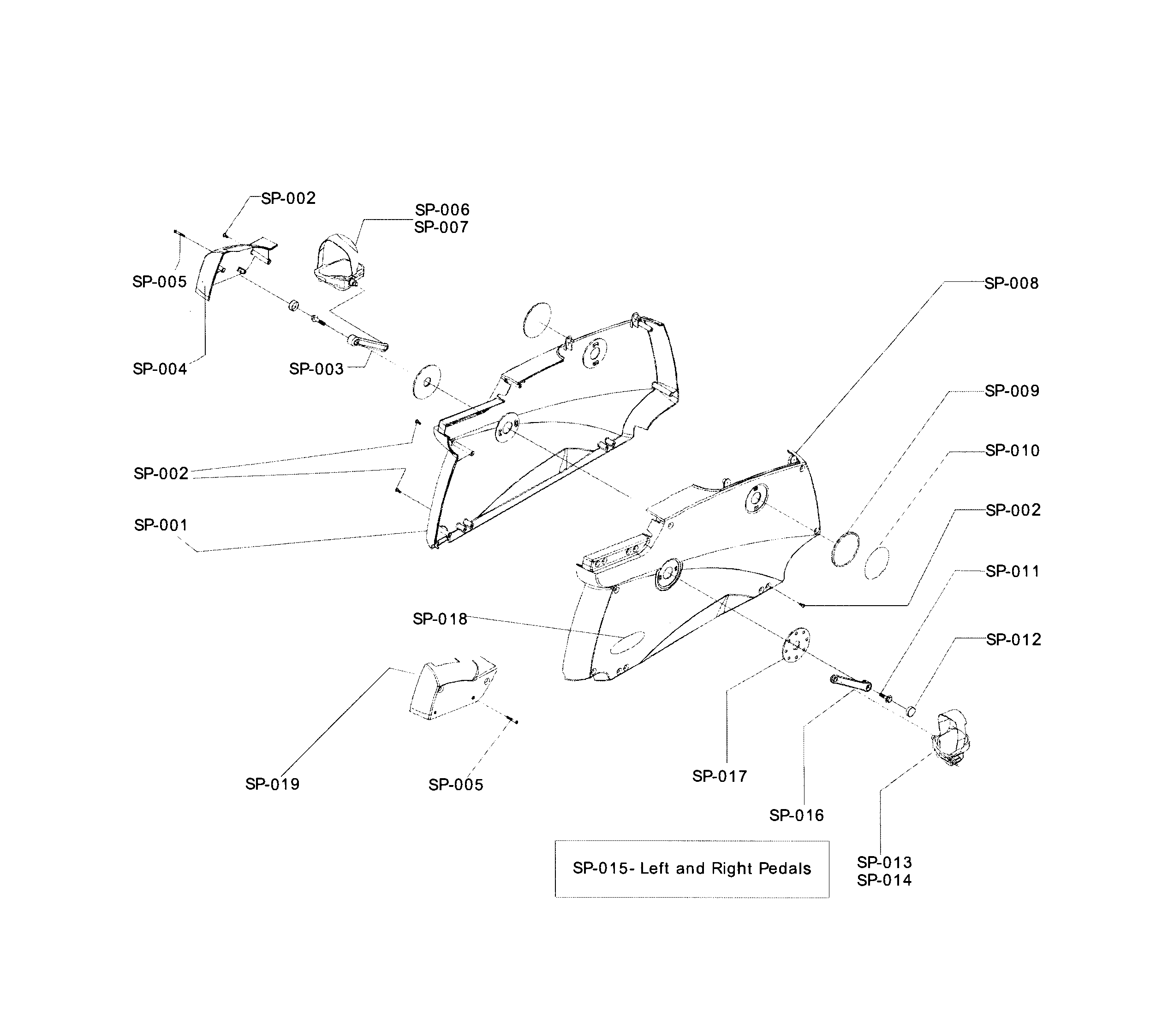 Life Fitness C1G-000X-0104 pedal/shroud assy diagram
