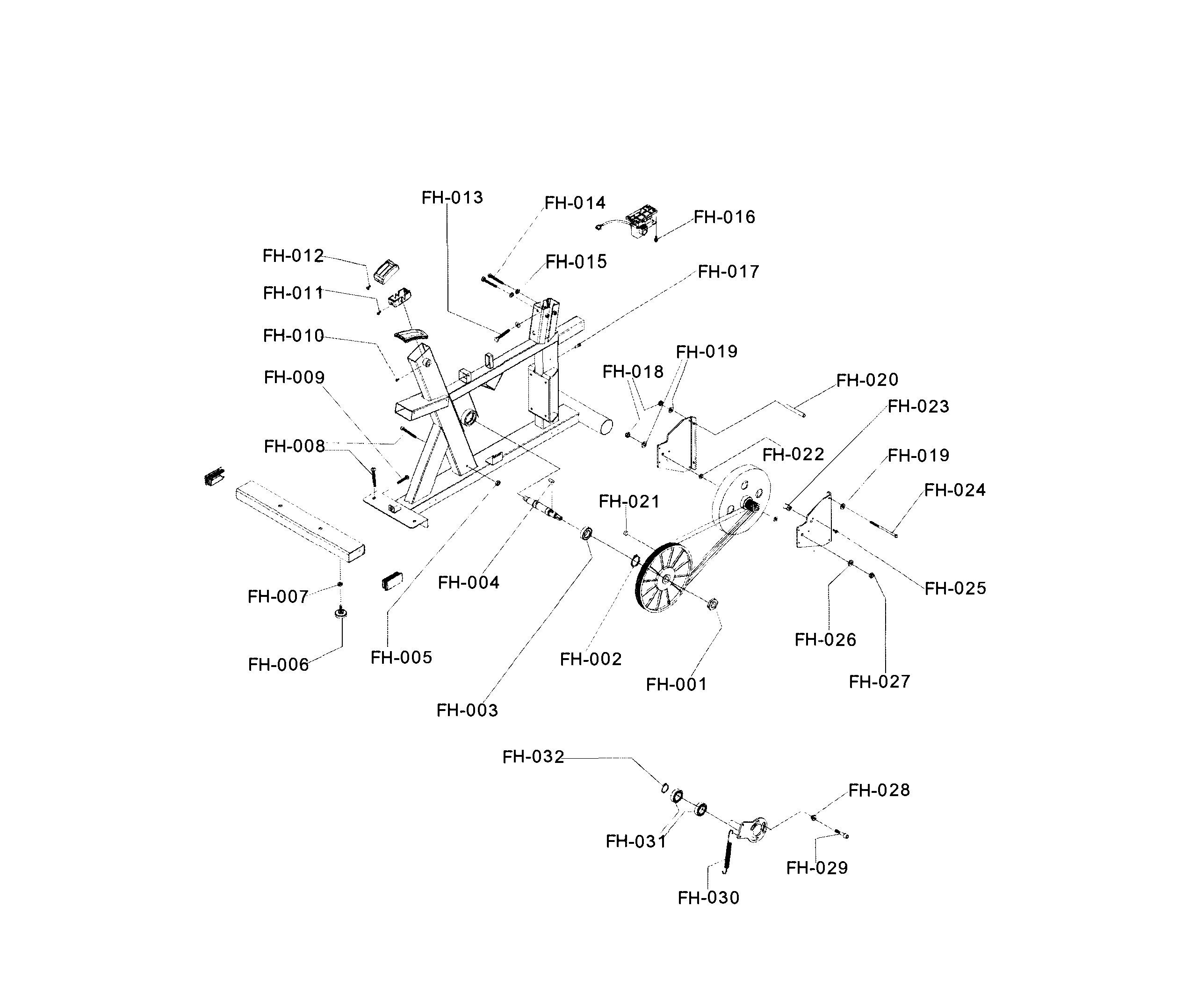 Life Fitness C1G-000X-0104 frame hardware diagram