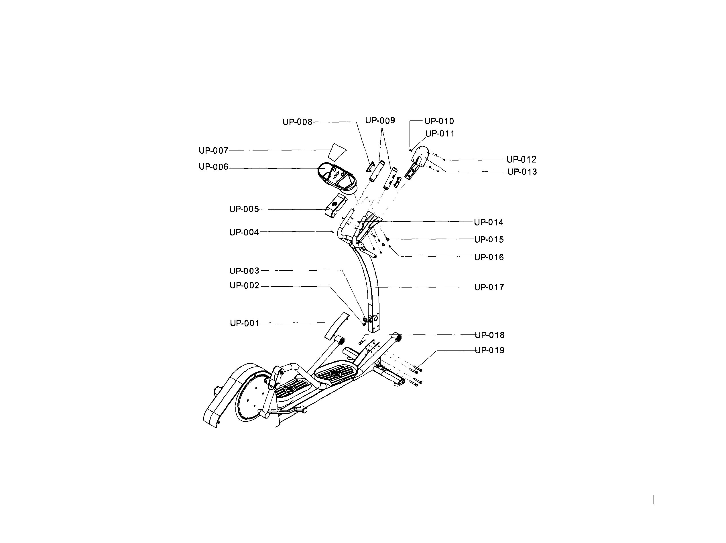 Life Fitness X1G-000X-0104 upright assy diagram