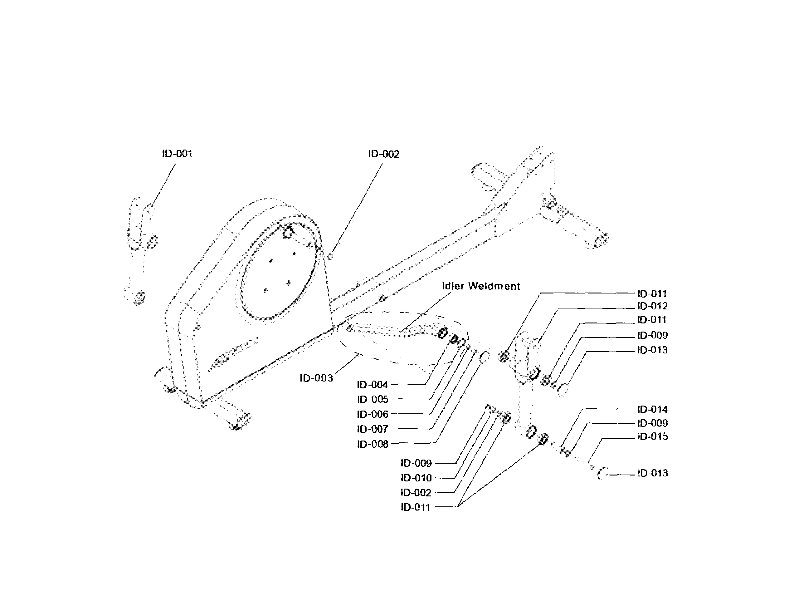Life Fitness X1G-000X-0104 idler coupler assy diagram