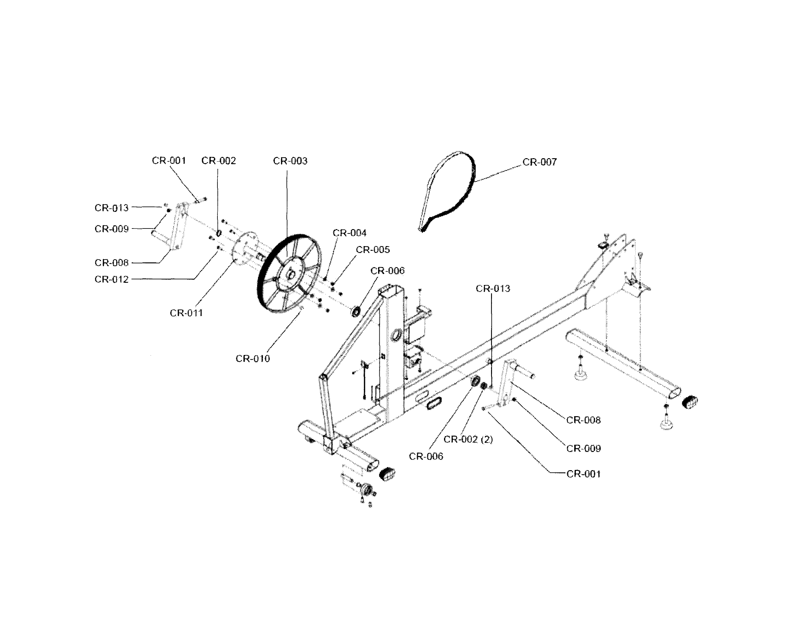 Life Fitness X1G-000X-0104 crank assy diagram
