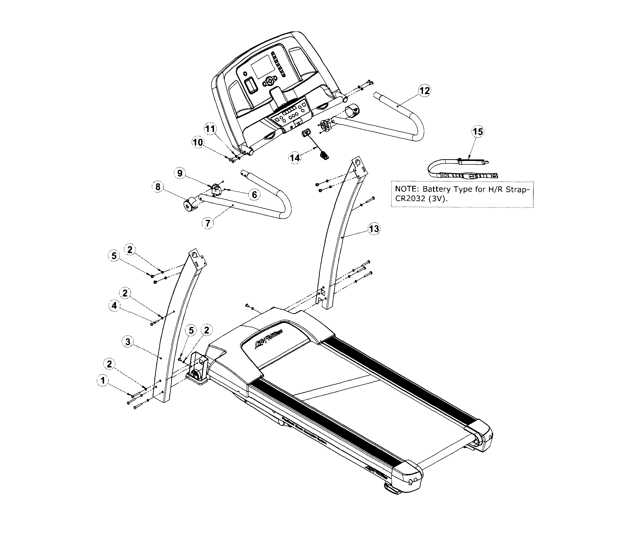 Life Fitness FTR-0000-01 upright & handlebars diagram