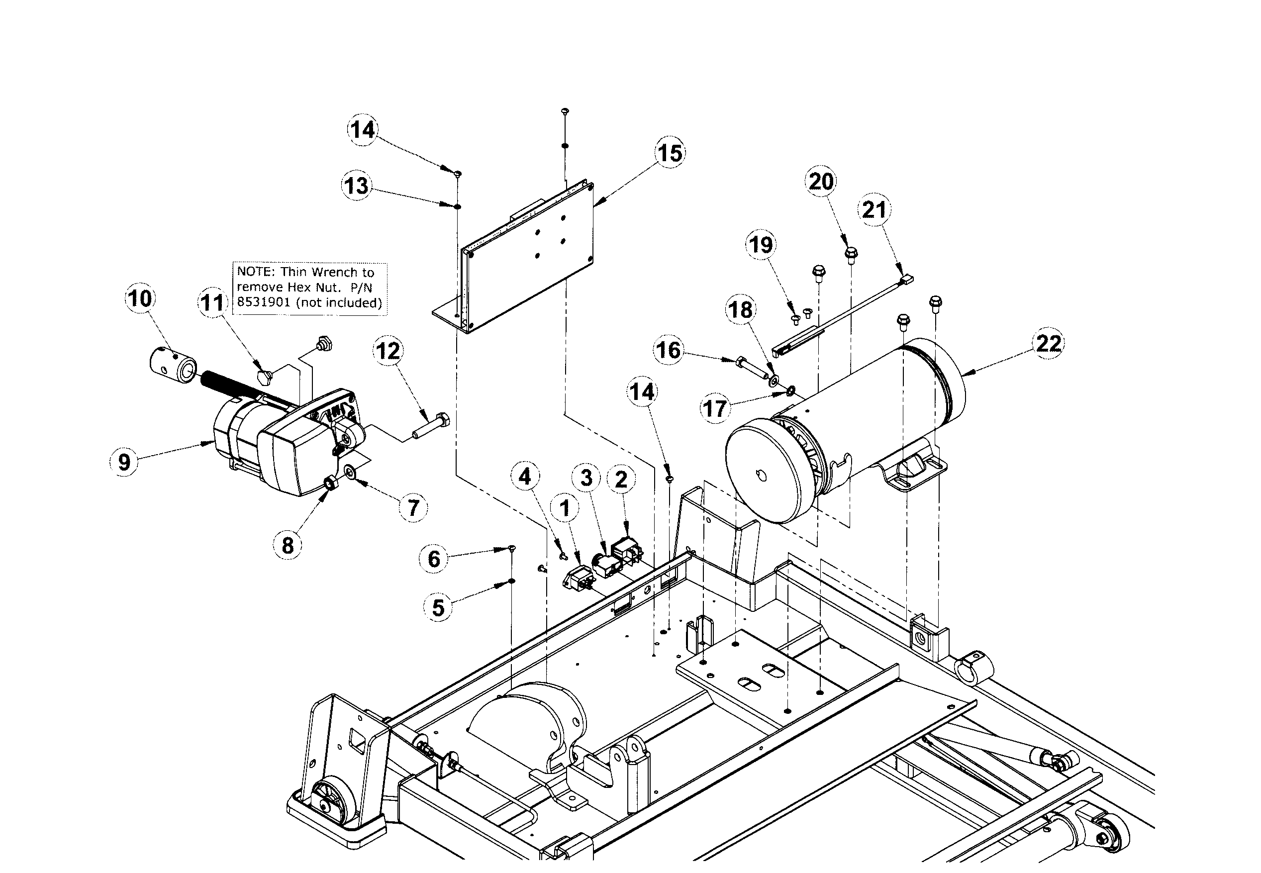 Life Fitness FTR-0000-01 drive/lift motor & control diagram
