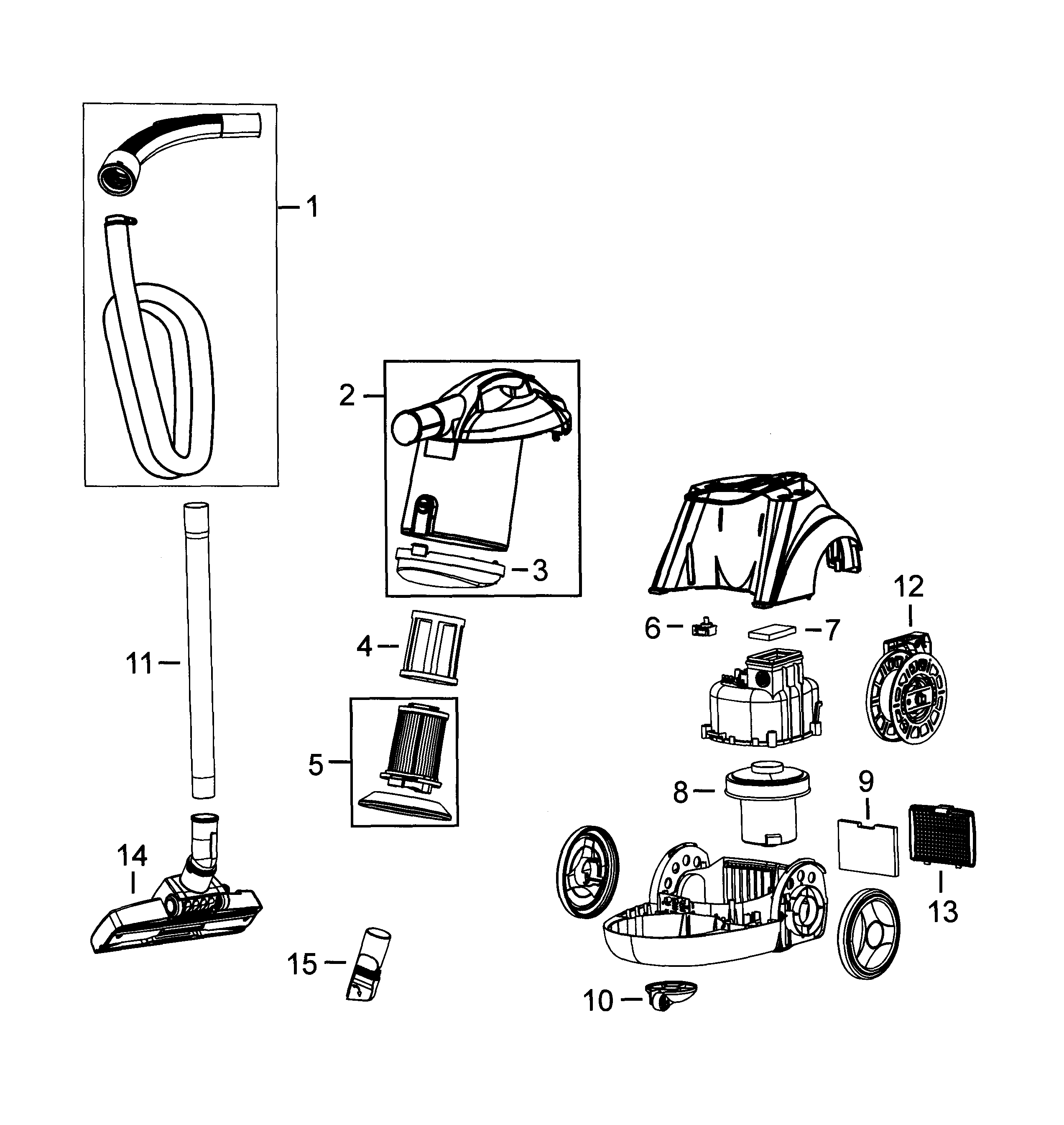 Bissell 6489C vacuum assy diagram