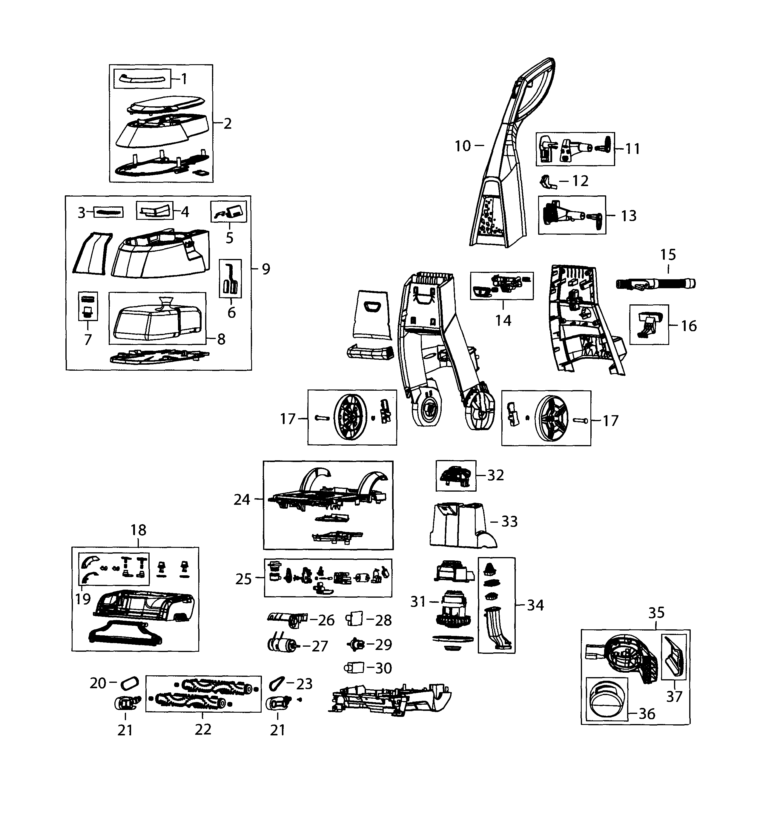 Bissell 47A2 carpet cleaner assy diagram