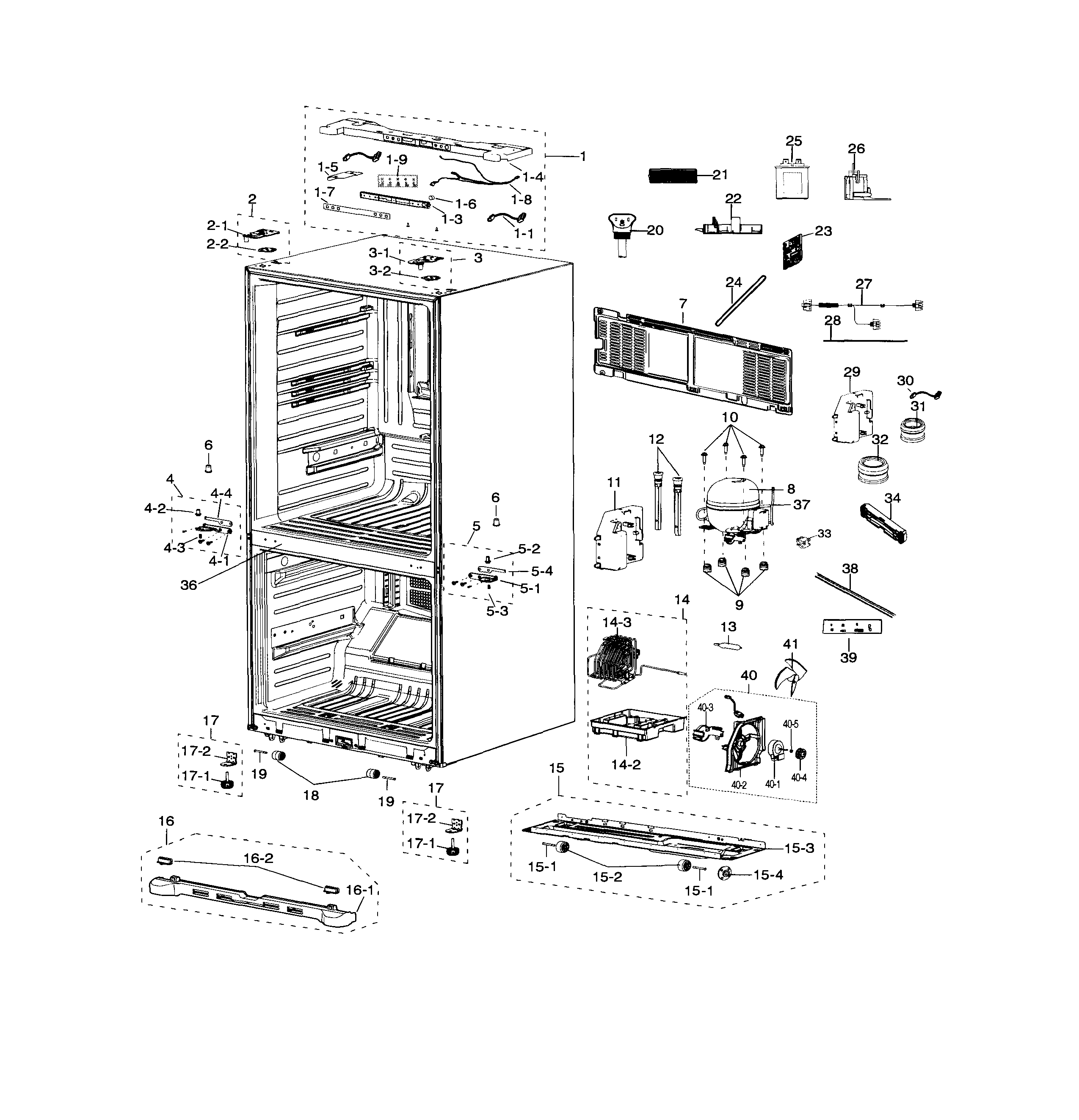 Samsung RF18HFENBBC/AA-00 cabinet diagram