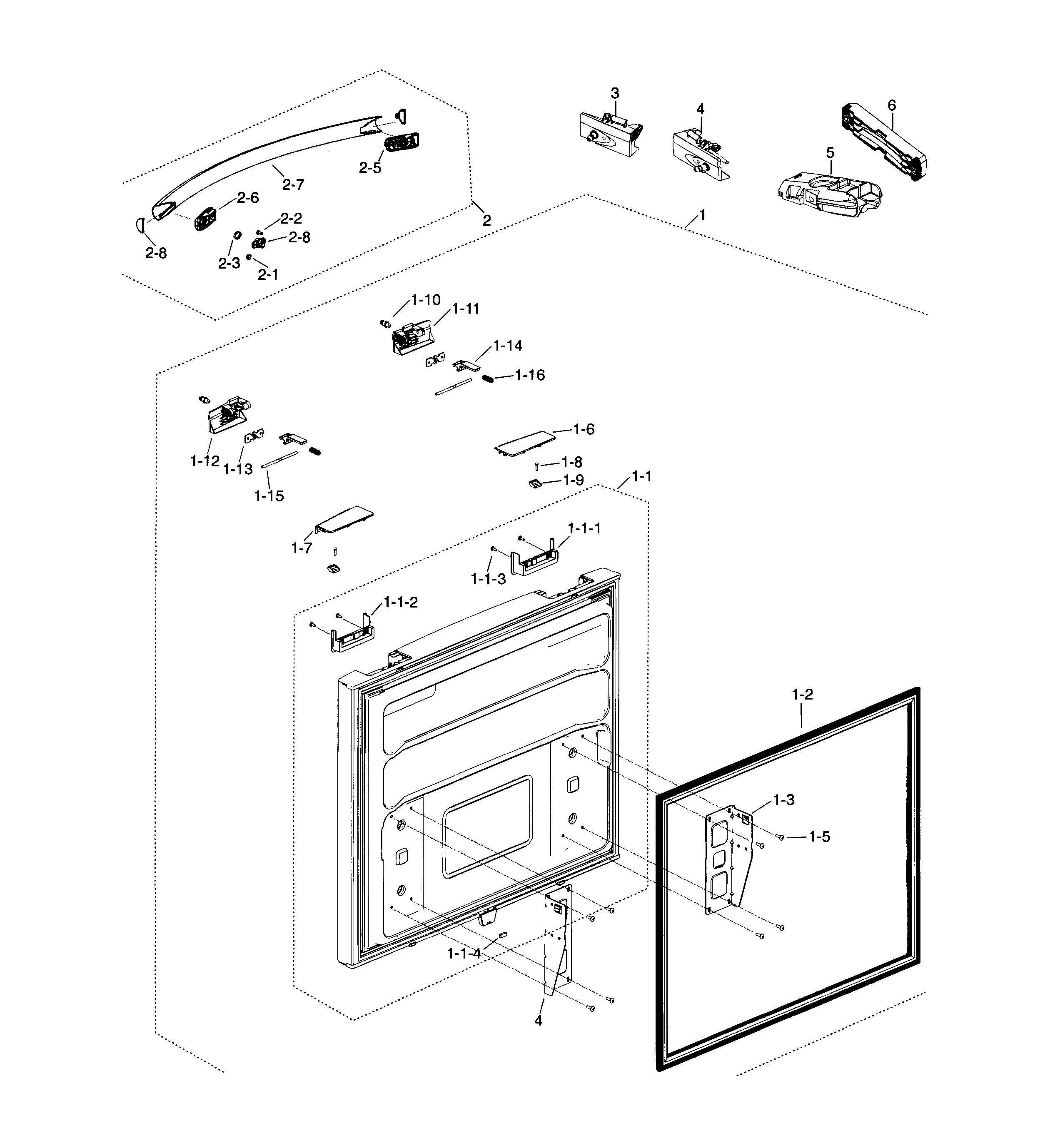 Samsung RF18HFENBBC/AA-00 freezer door diagram