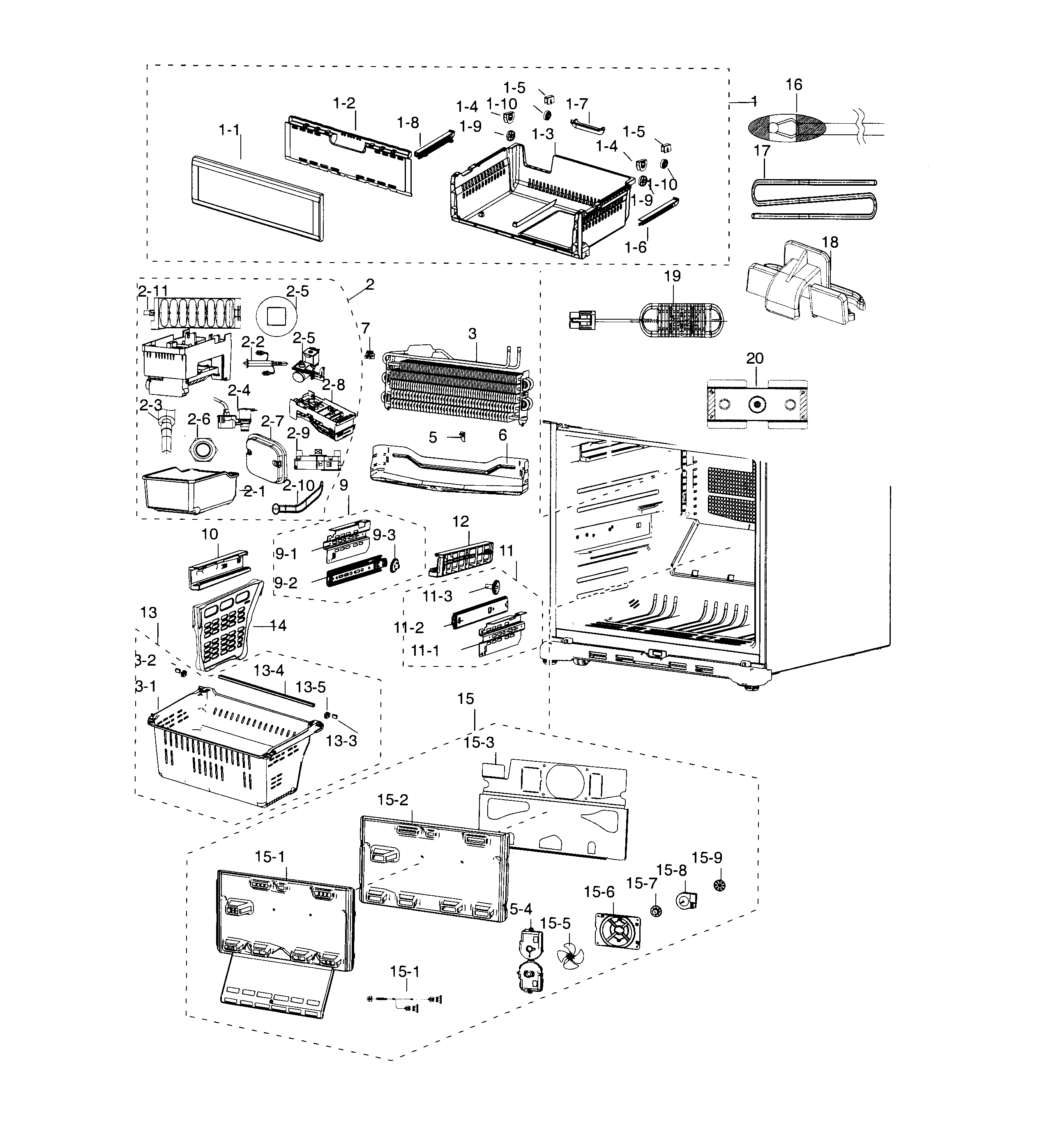 Samsung RF18HFENBWW/AA-00 freezer diagram