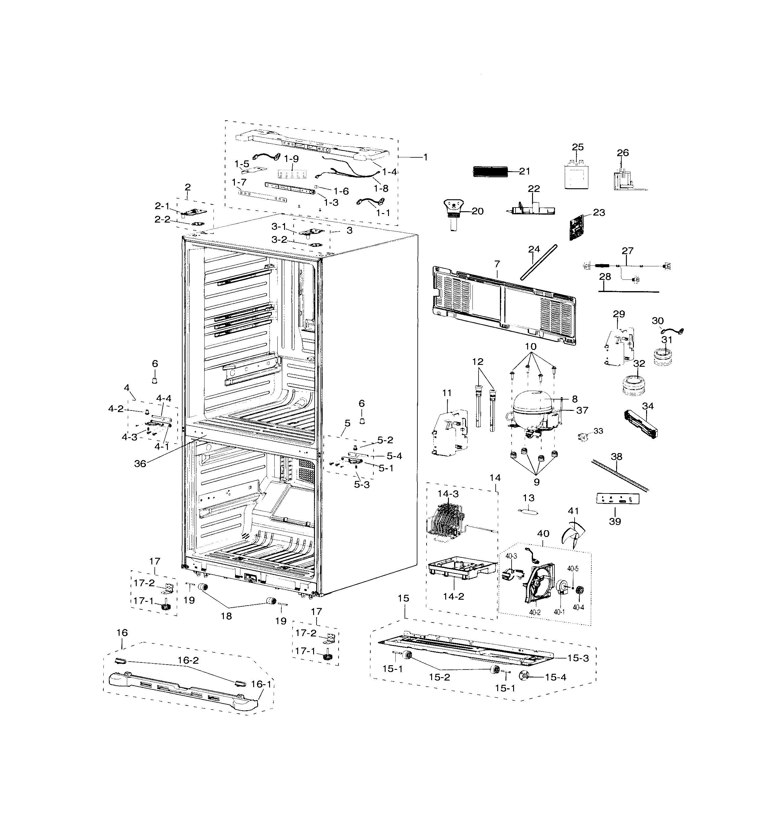 Samsung RF18HFENBWW/AA-00 cabinet diagram