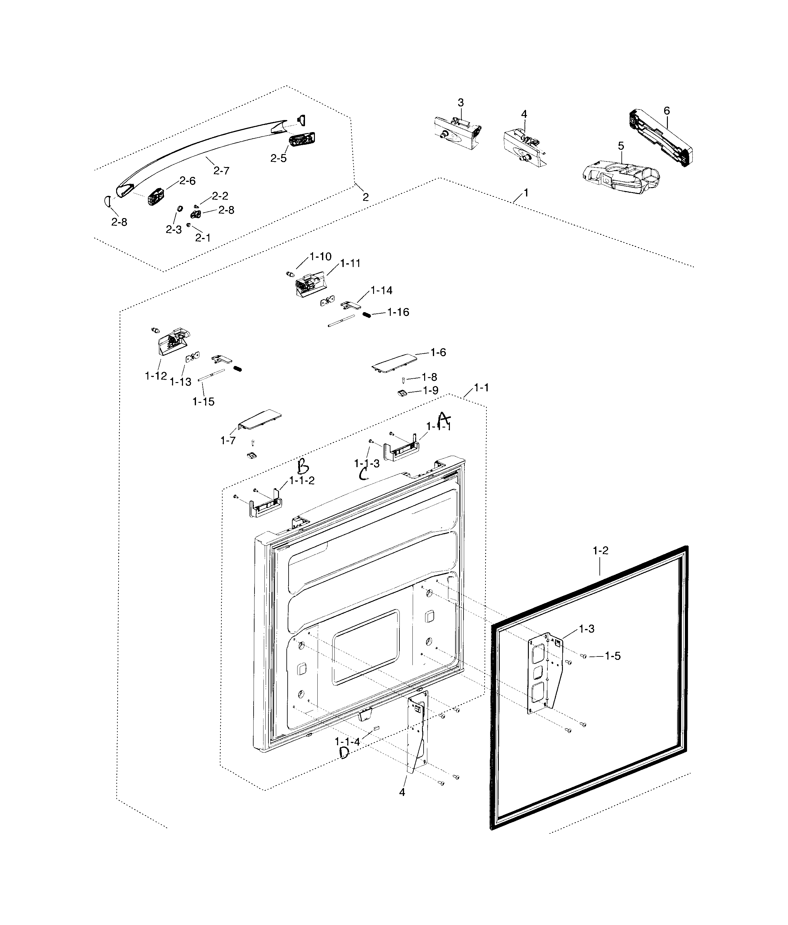 Samsung RF18HFENBWW/AA-00 freezer door diagram