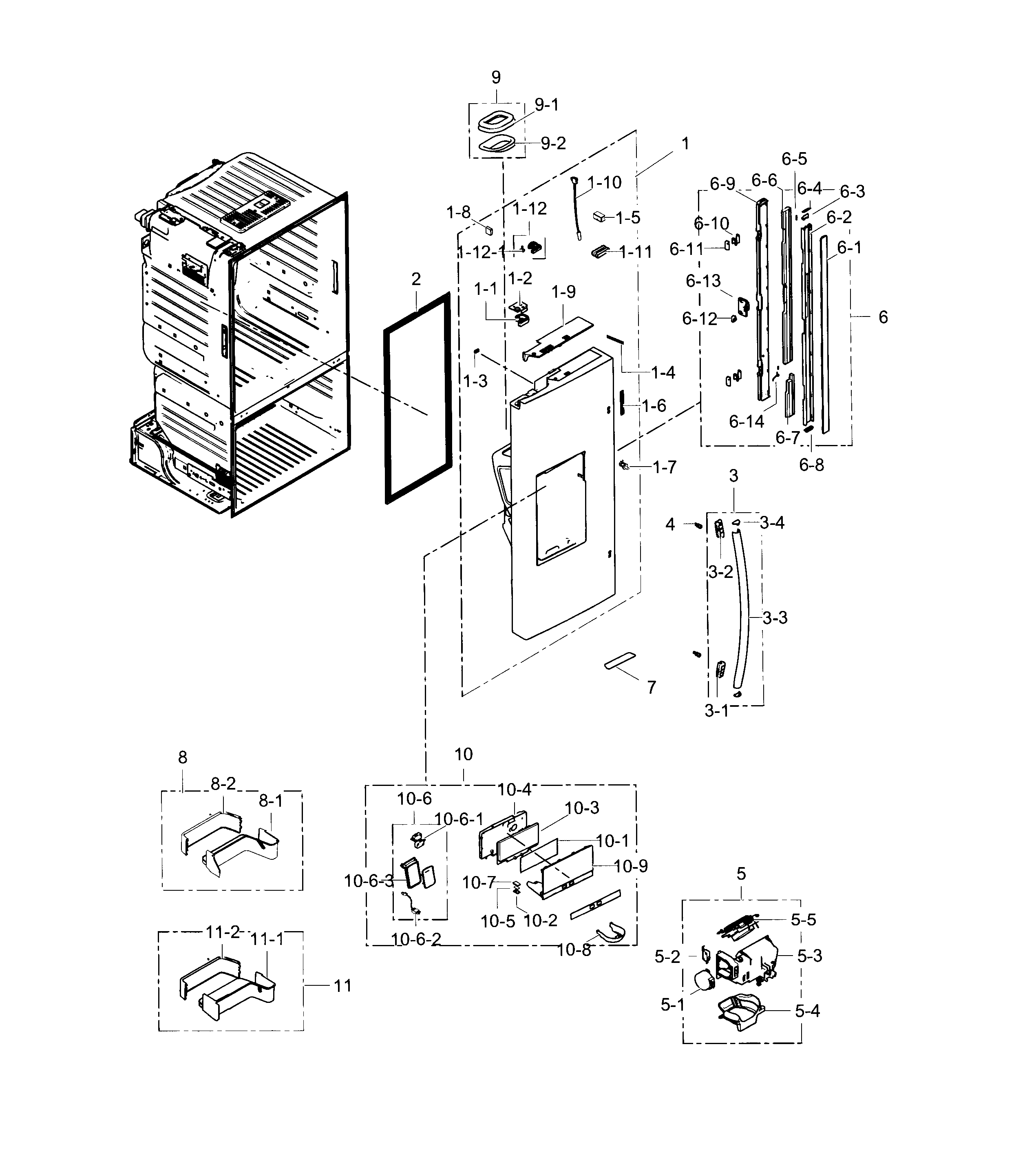 Samsung RF28HFEDTSR/AA-00 fridge door l diagram
