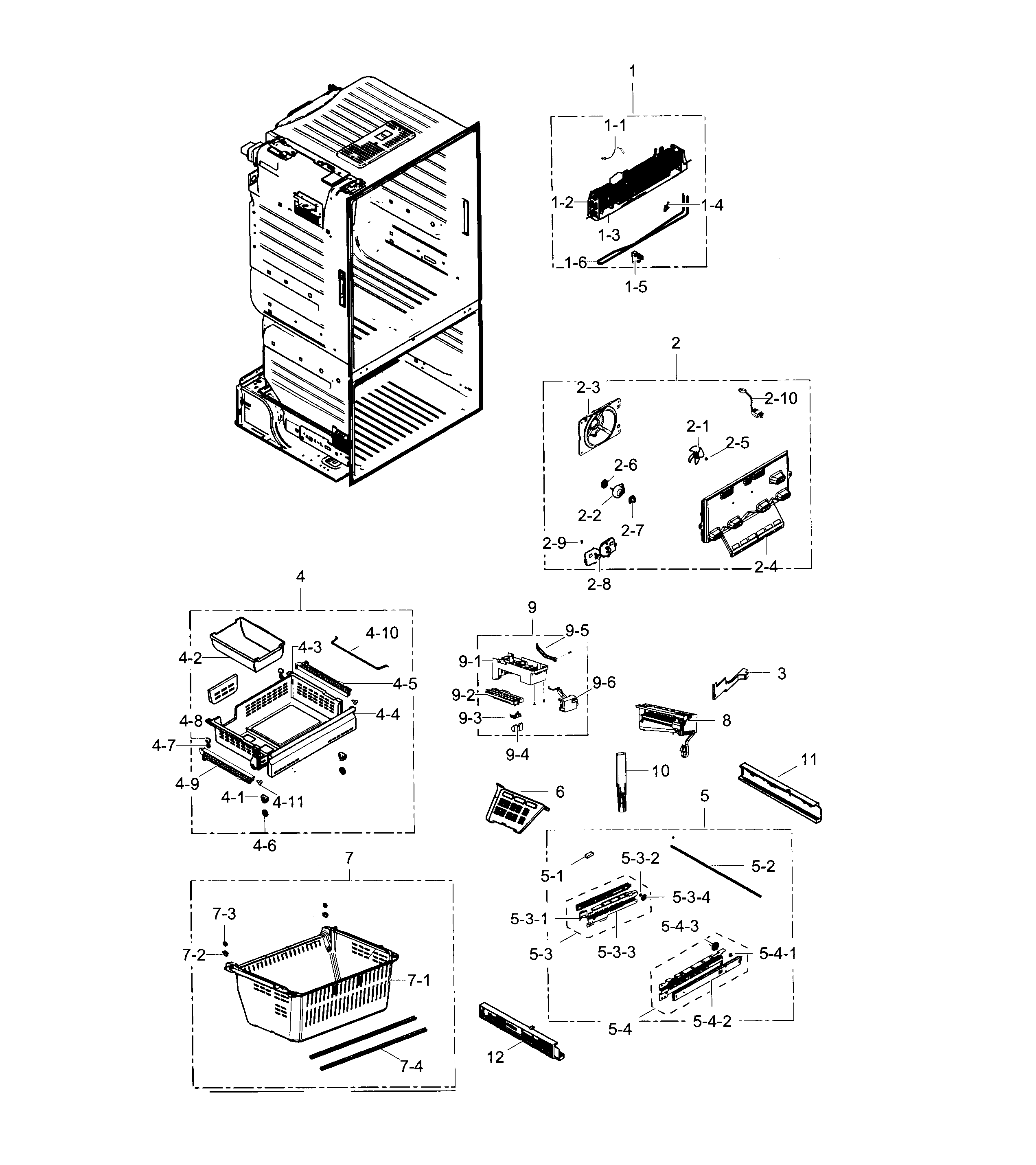 Samsung RF28HFEDTSR/AA-01 freezer / icemaker diagram