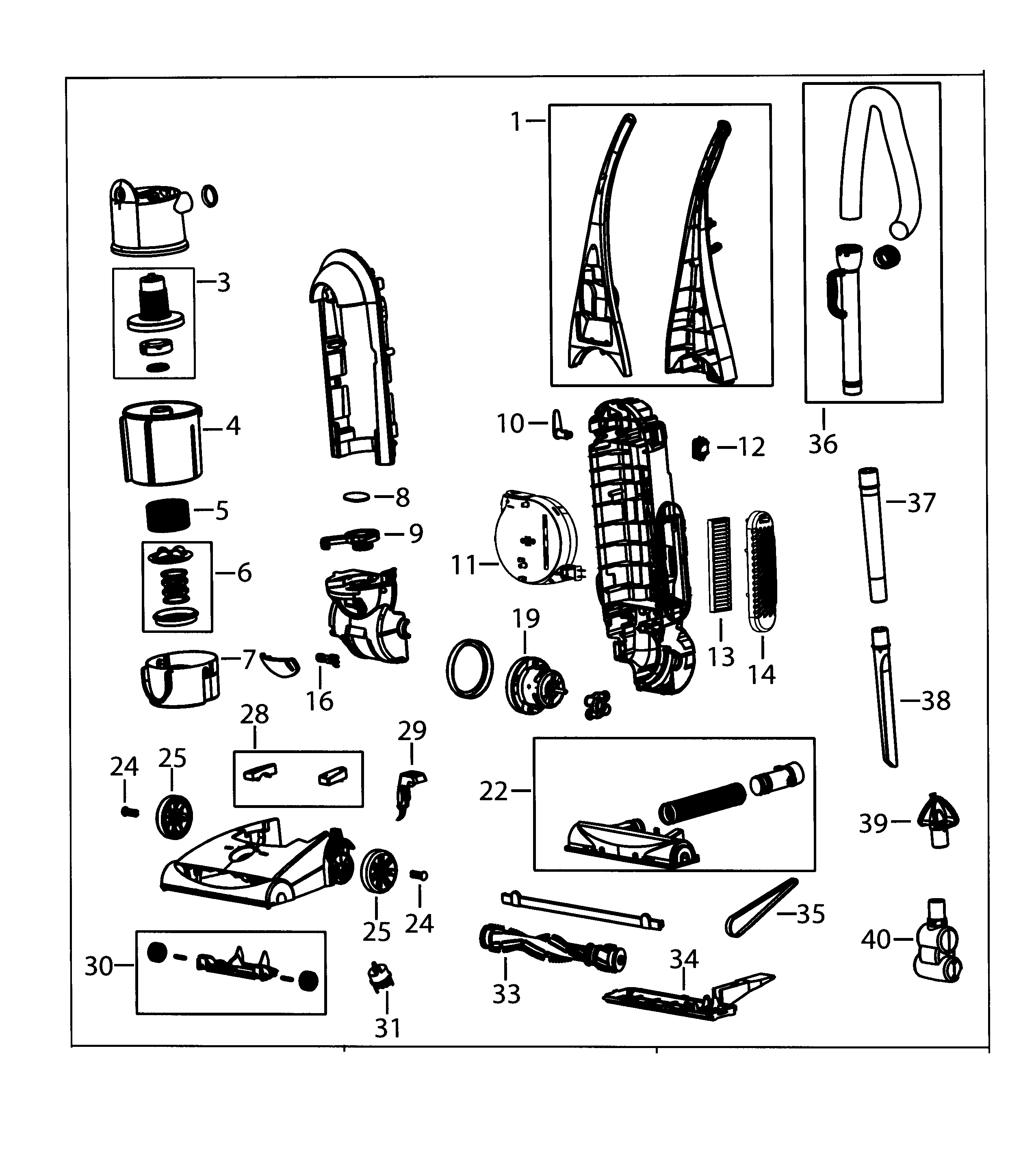 Bissell 58F83 vacuum assy diagram