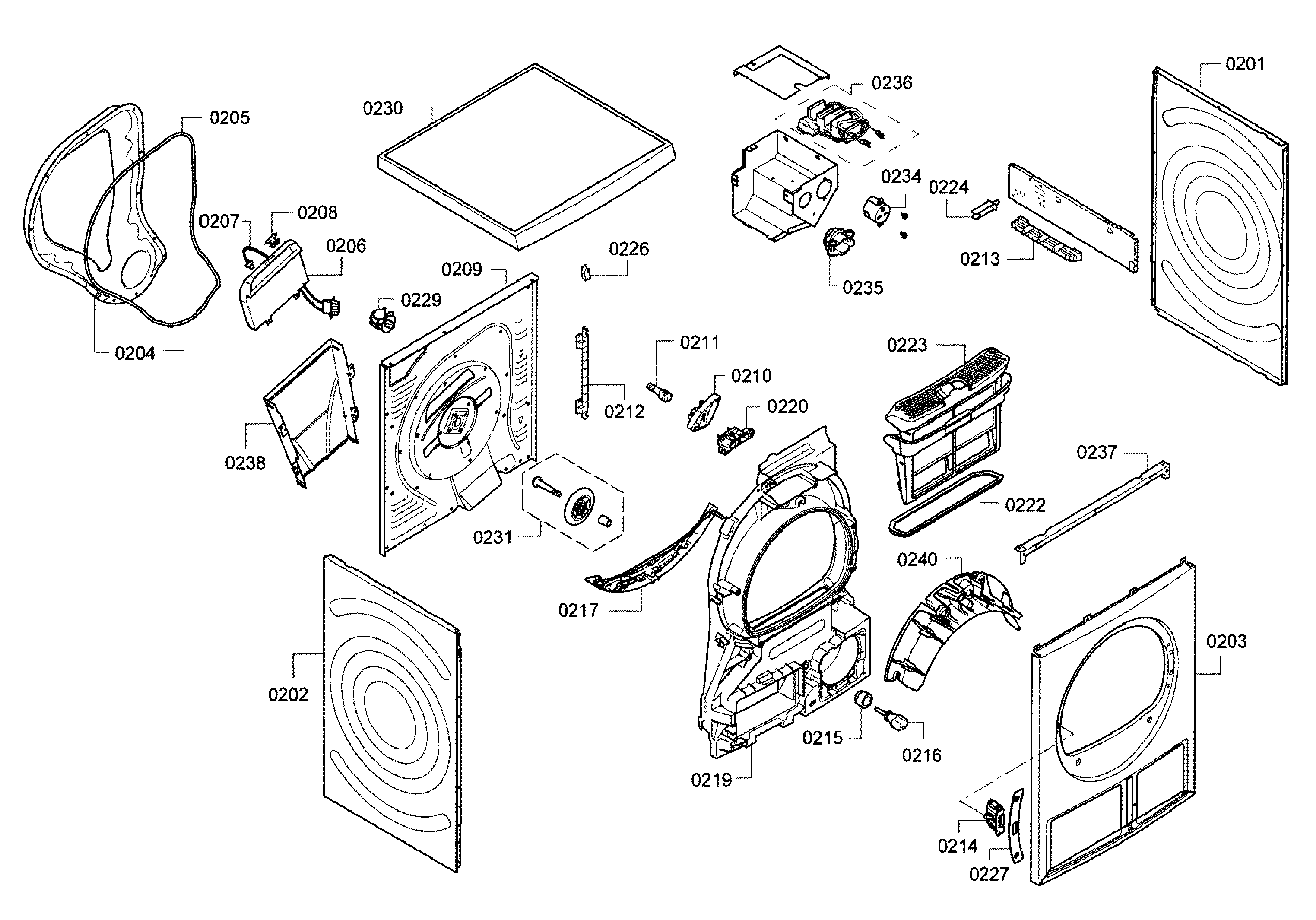 Bosch WTB86202UC/02 frame assy diagram