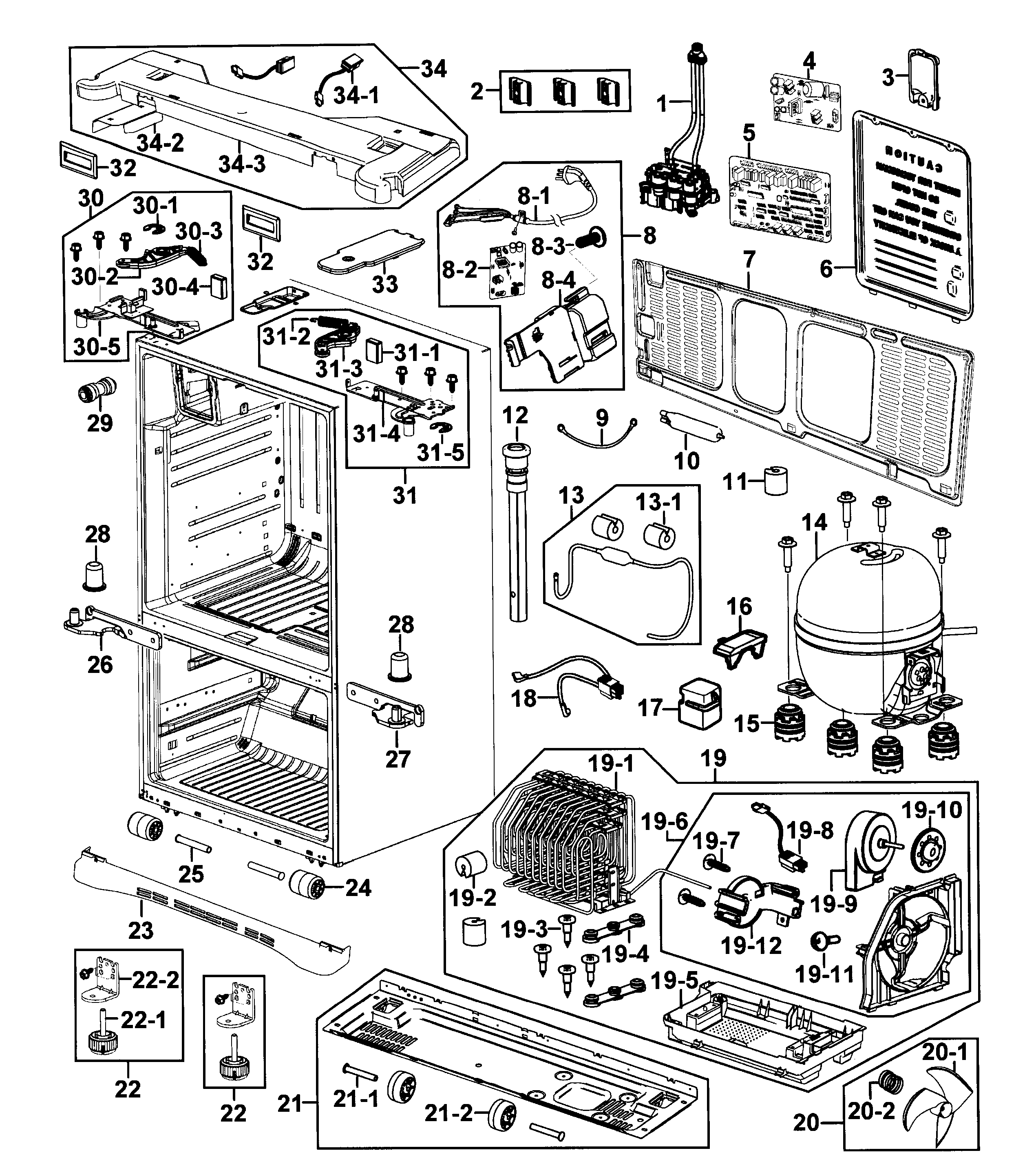Samsung RF268ABPN/XAA-00 cabinet assy diagram