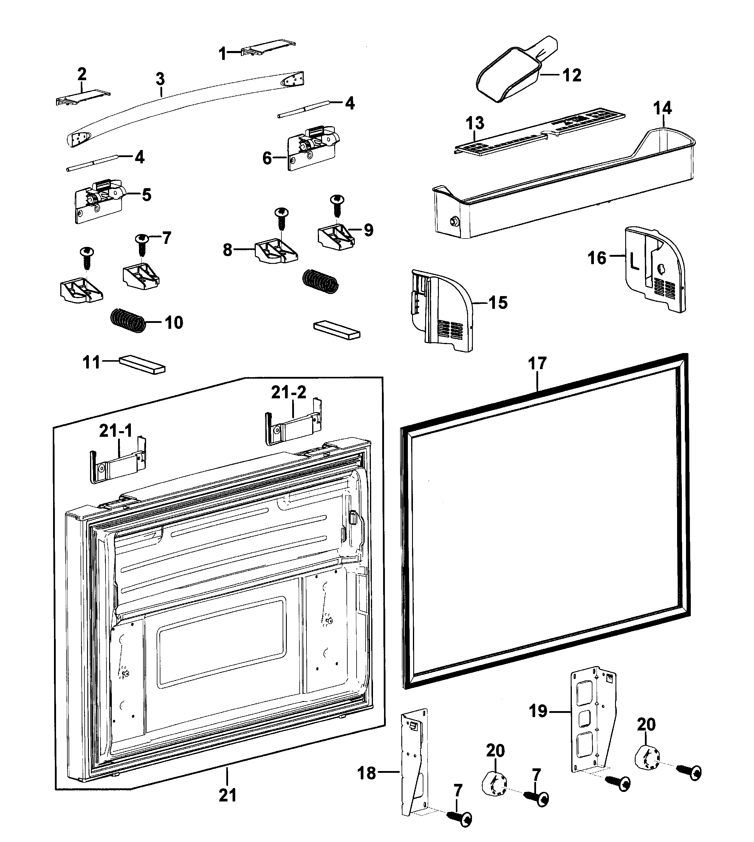 Samsung RF268ABPN/XAA-00 freezer door diagram