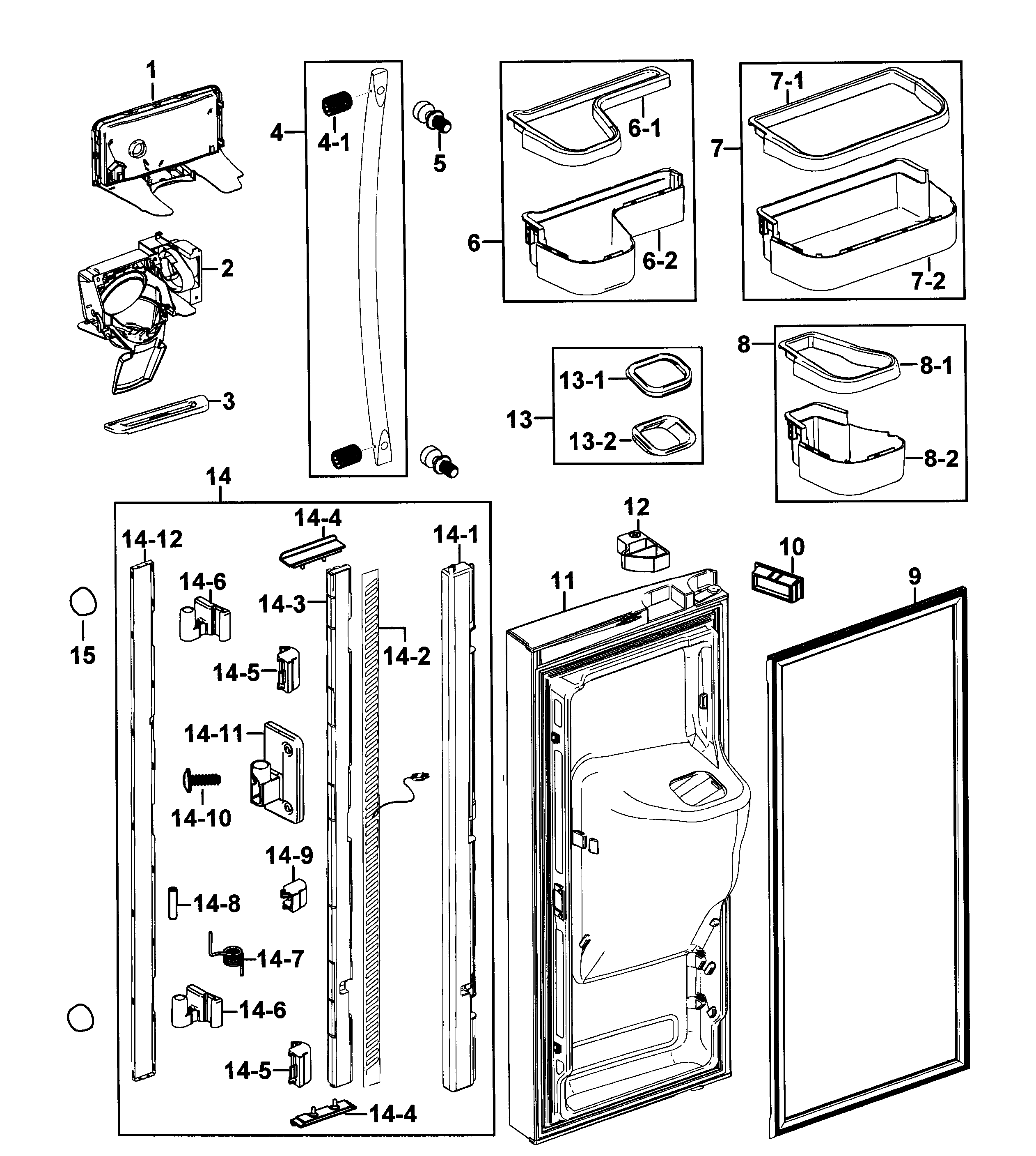 Samsung RF268ABRS/XAA-00 left door diagram