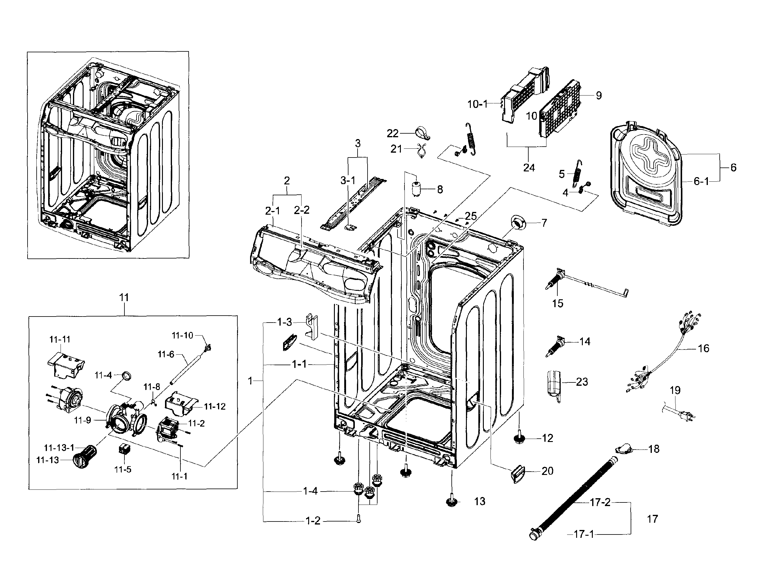 Samsung WF42H5600AP/A2-00 frame & cover diagram