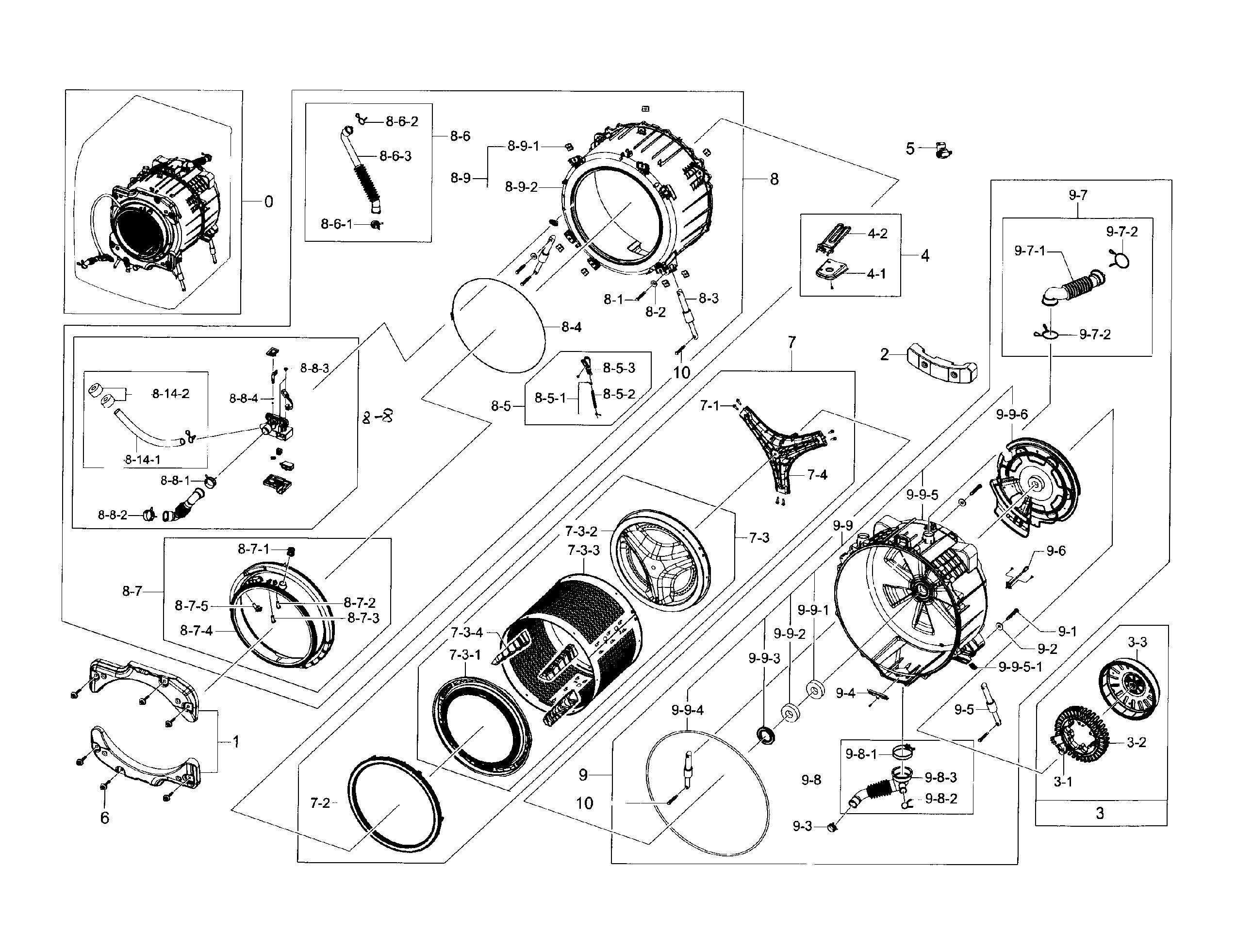 Samsung WF42H5600AP/A2-00 tub & drum diagram